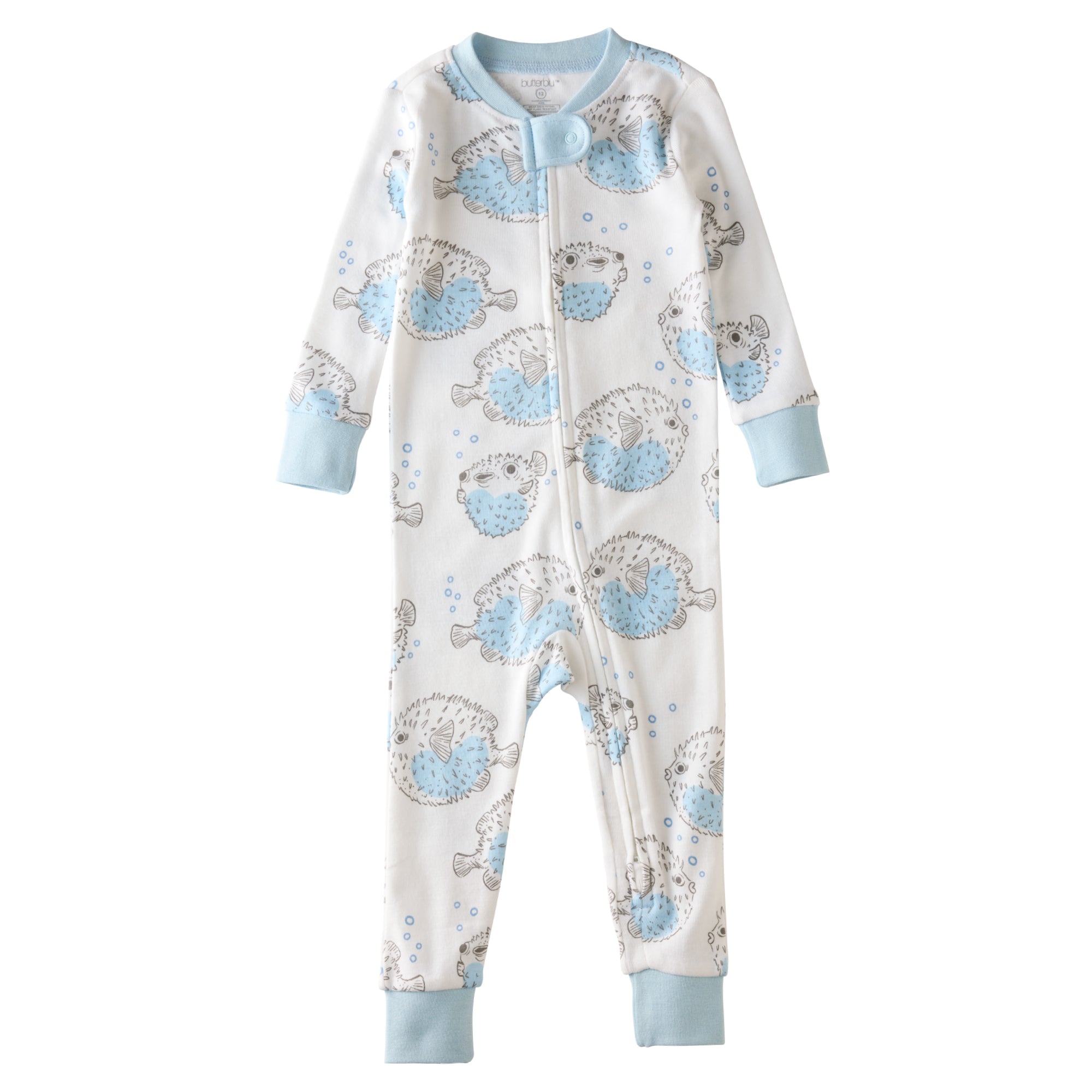 SHAWN onesie footless pajamas in Blowing Bubbles on a white background
