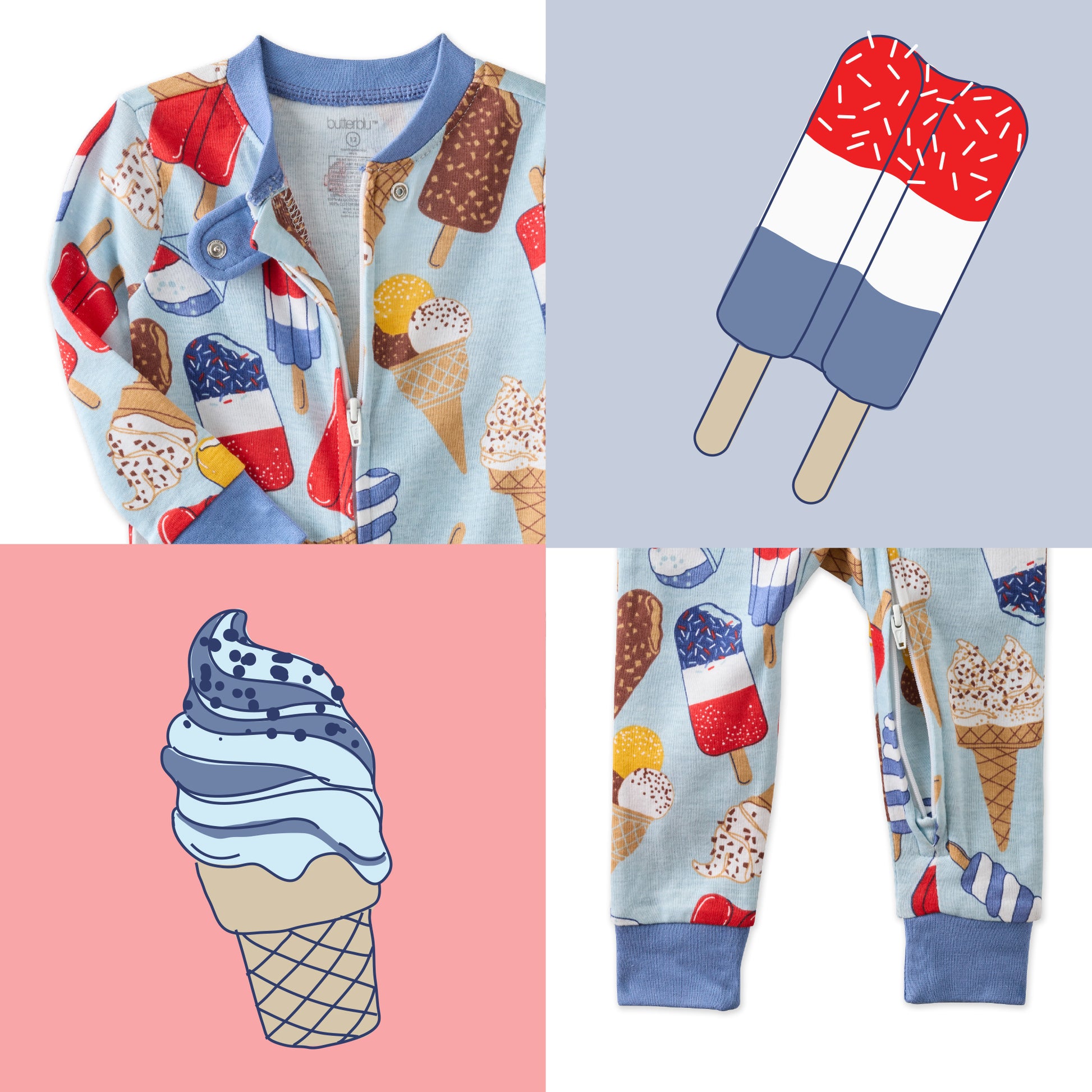 Chill Out top and bottom pattern collage
