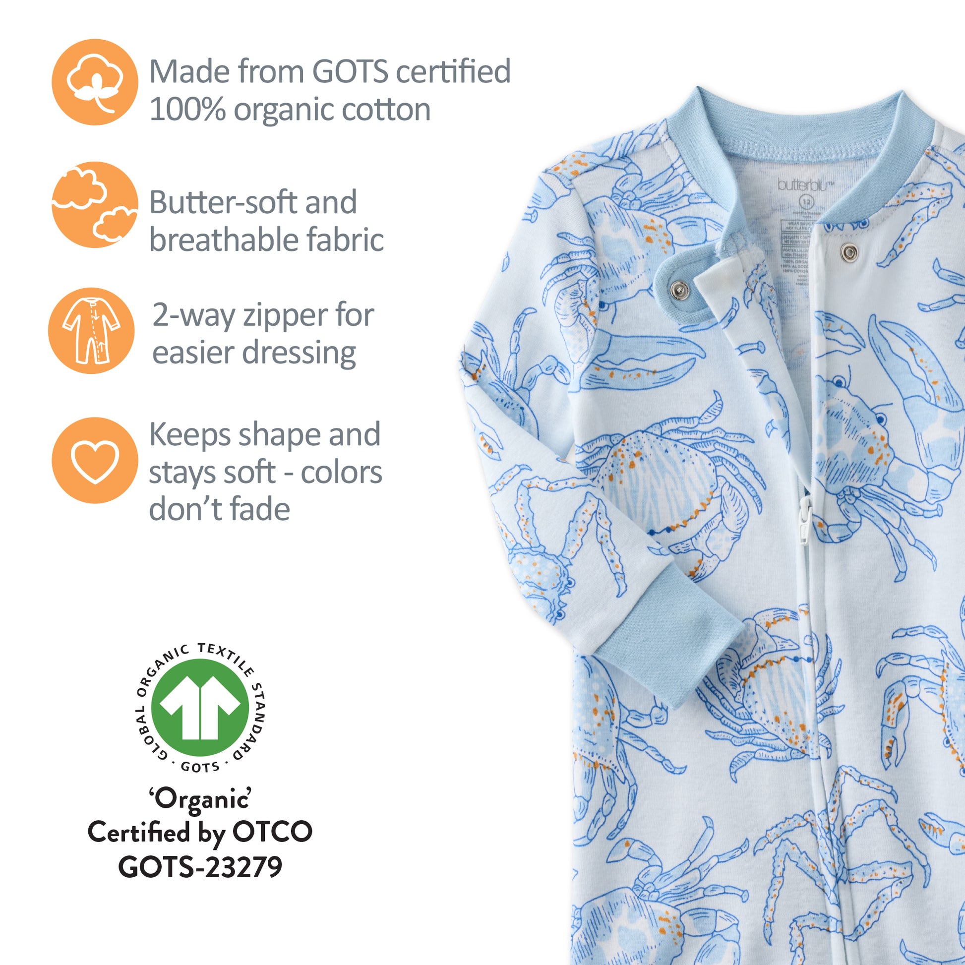 GOTS certification badges for the SHAWN pajamas

