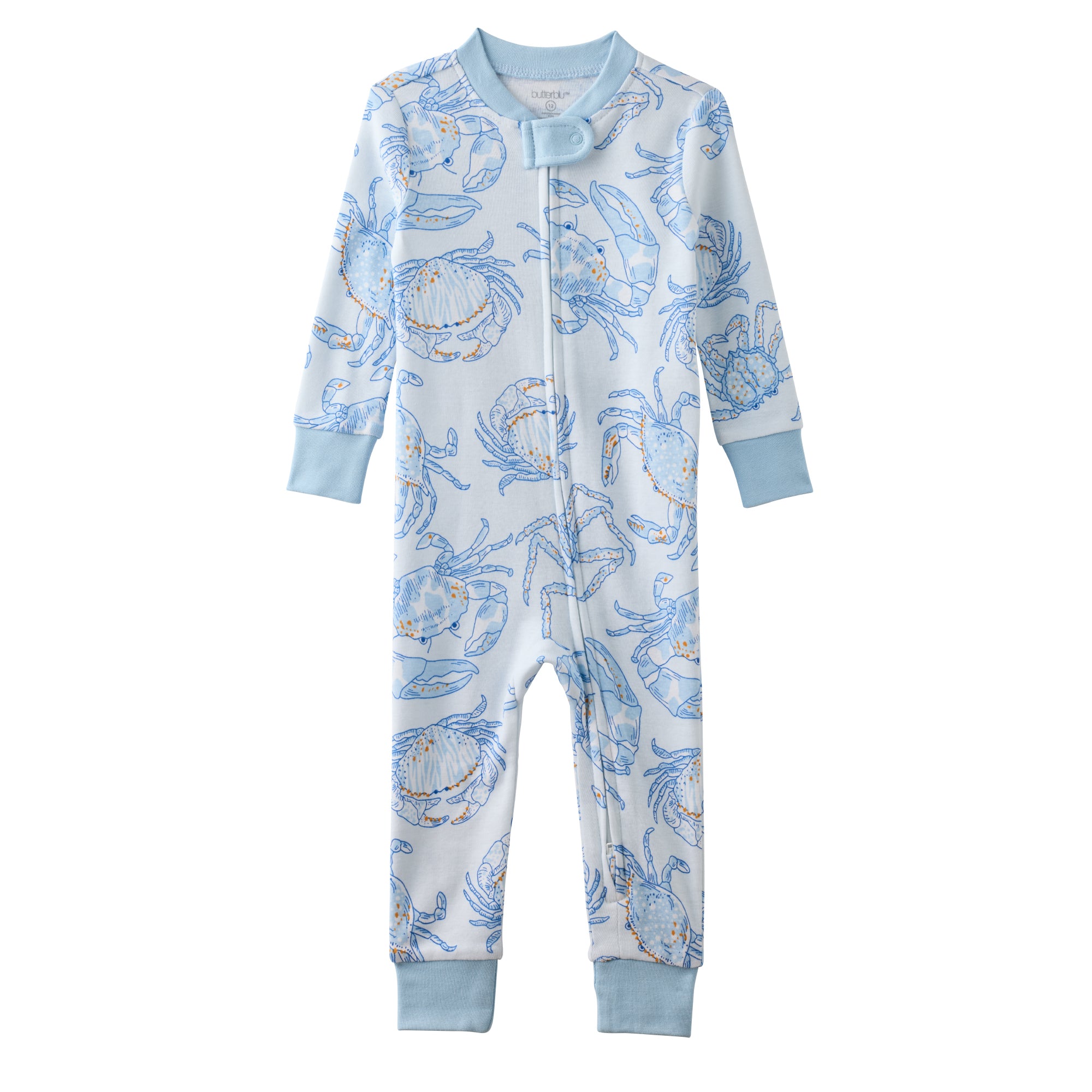 SHAWN  footless onesie pajamas in Happy Snappy on a white background
