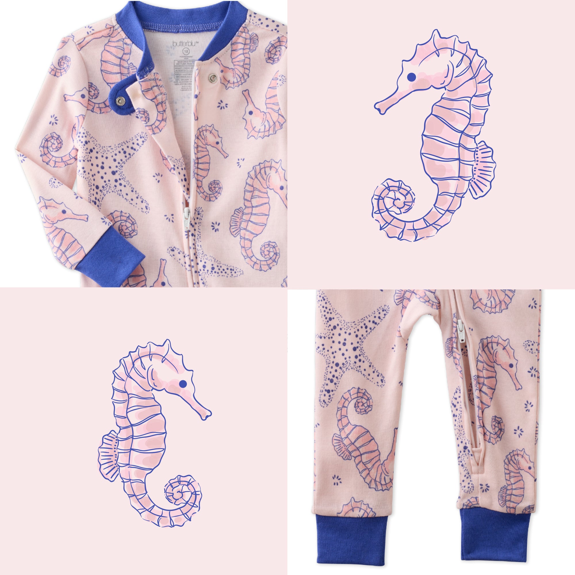 Horse-Sea top and bottom pattern collage
