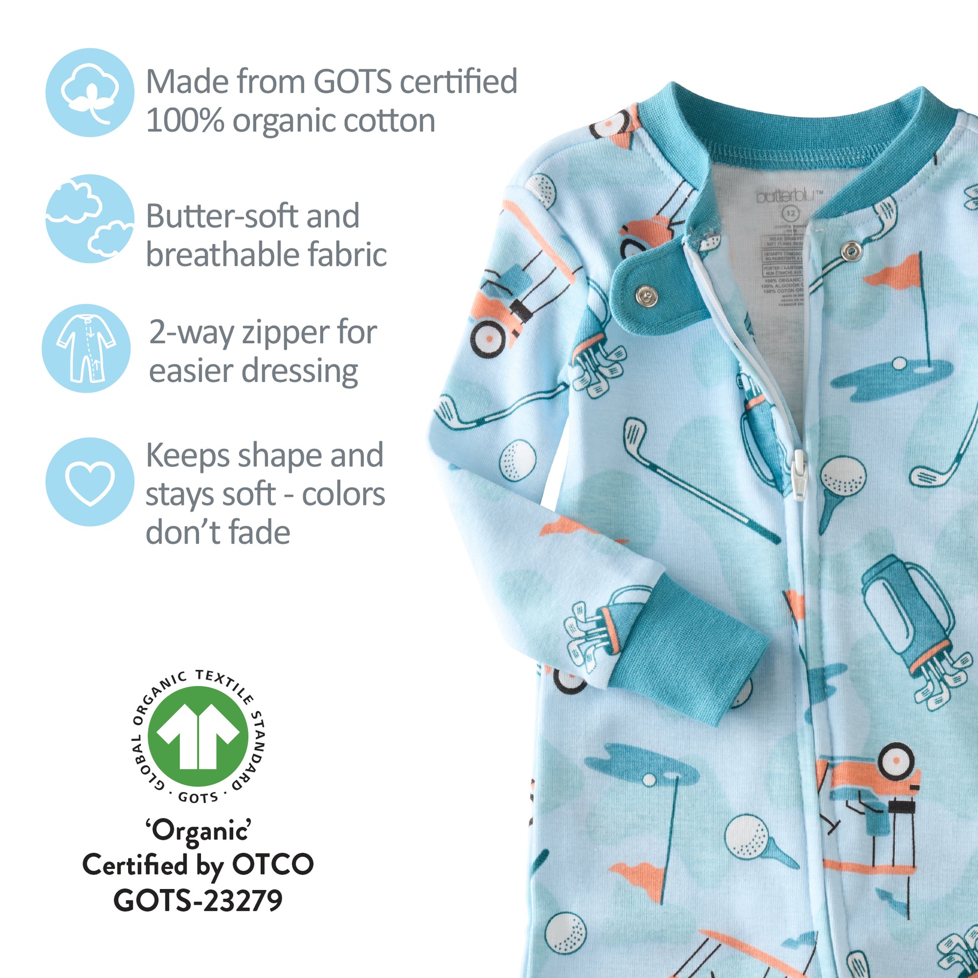 GOTS certification badges for the SHAWN pajamas
