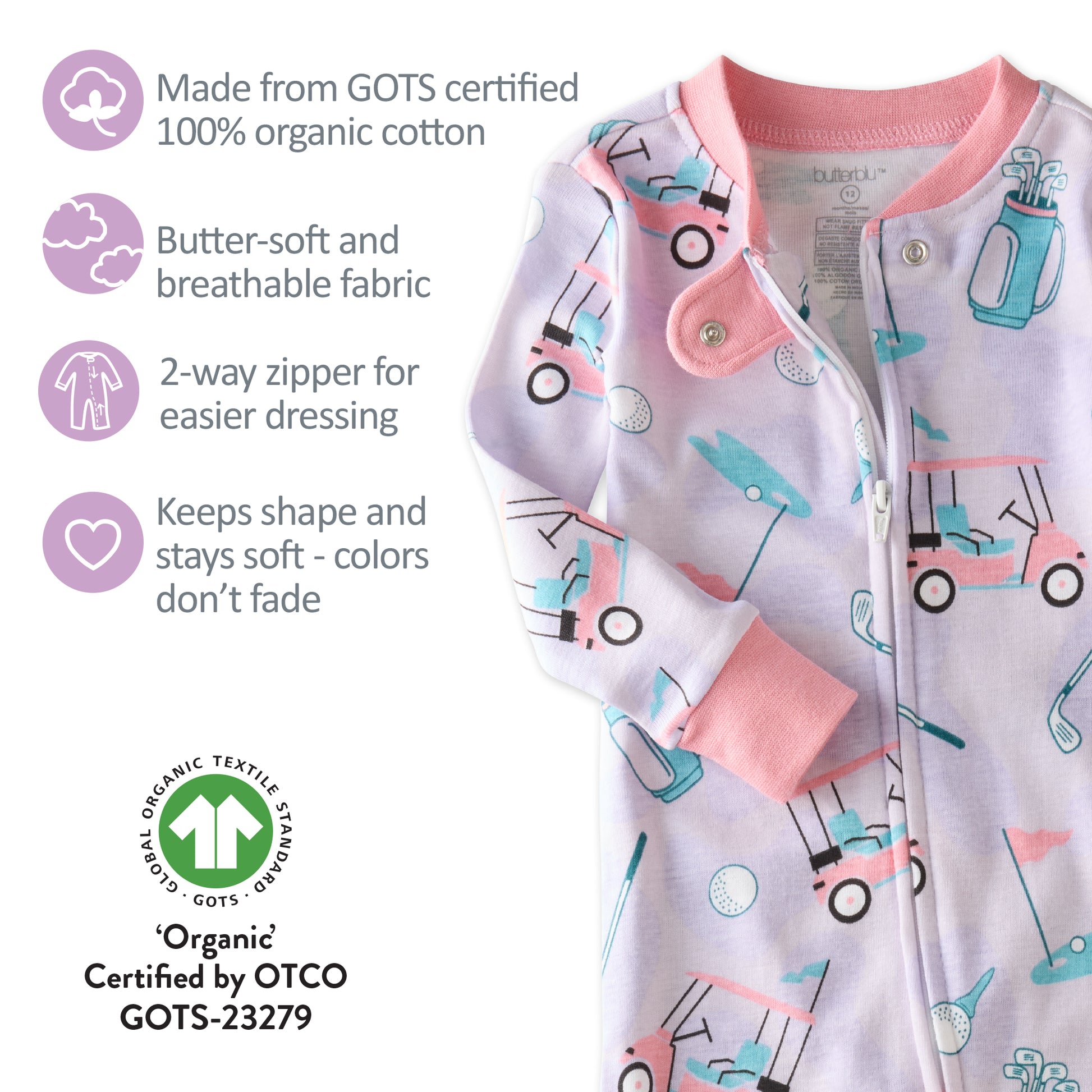 GOTS certification badges for the SHAWN pajamas
