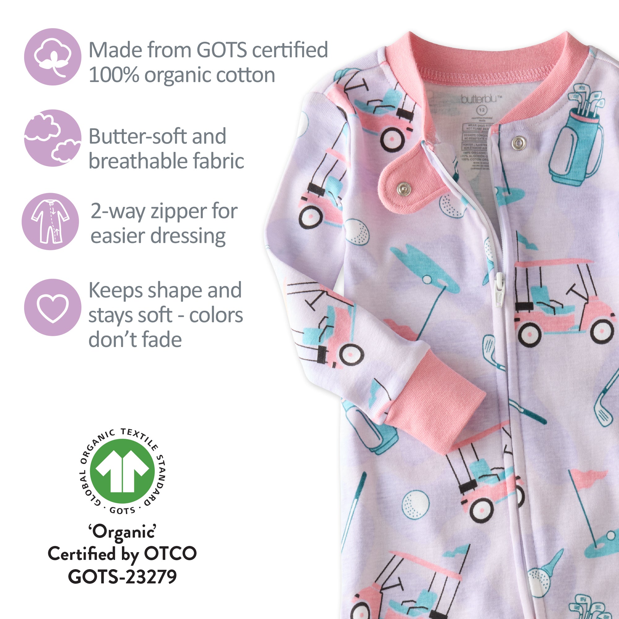GOTS certification badges for the SHAWN pajamas
