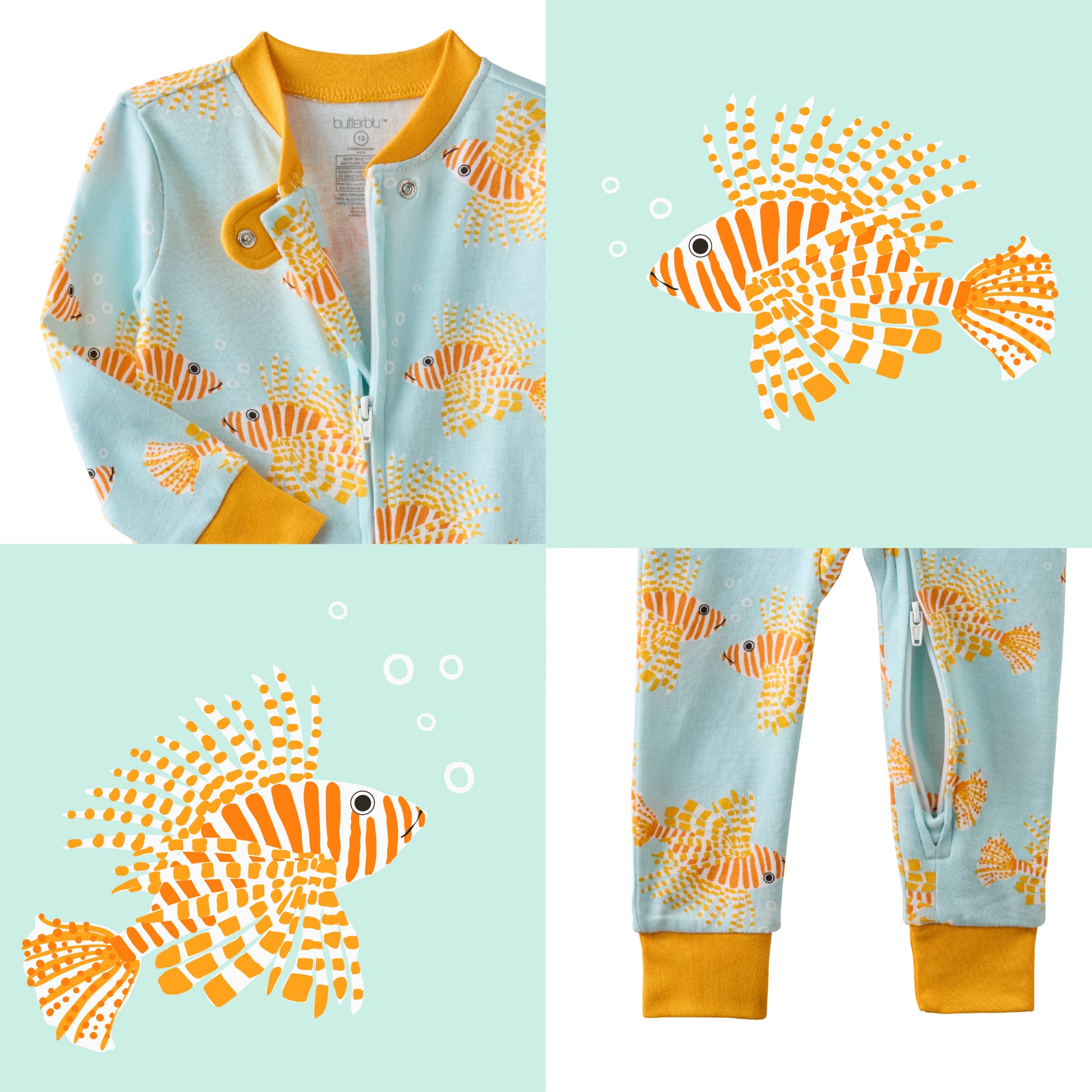 Lion of the Sea top and bottom pattern collage
