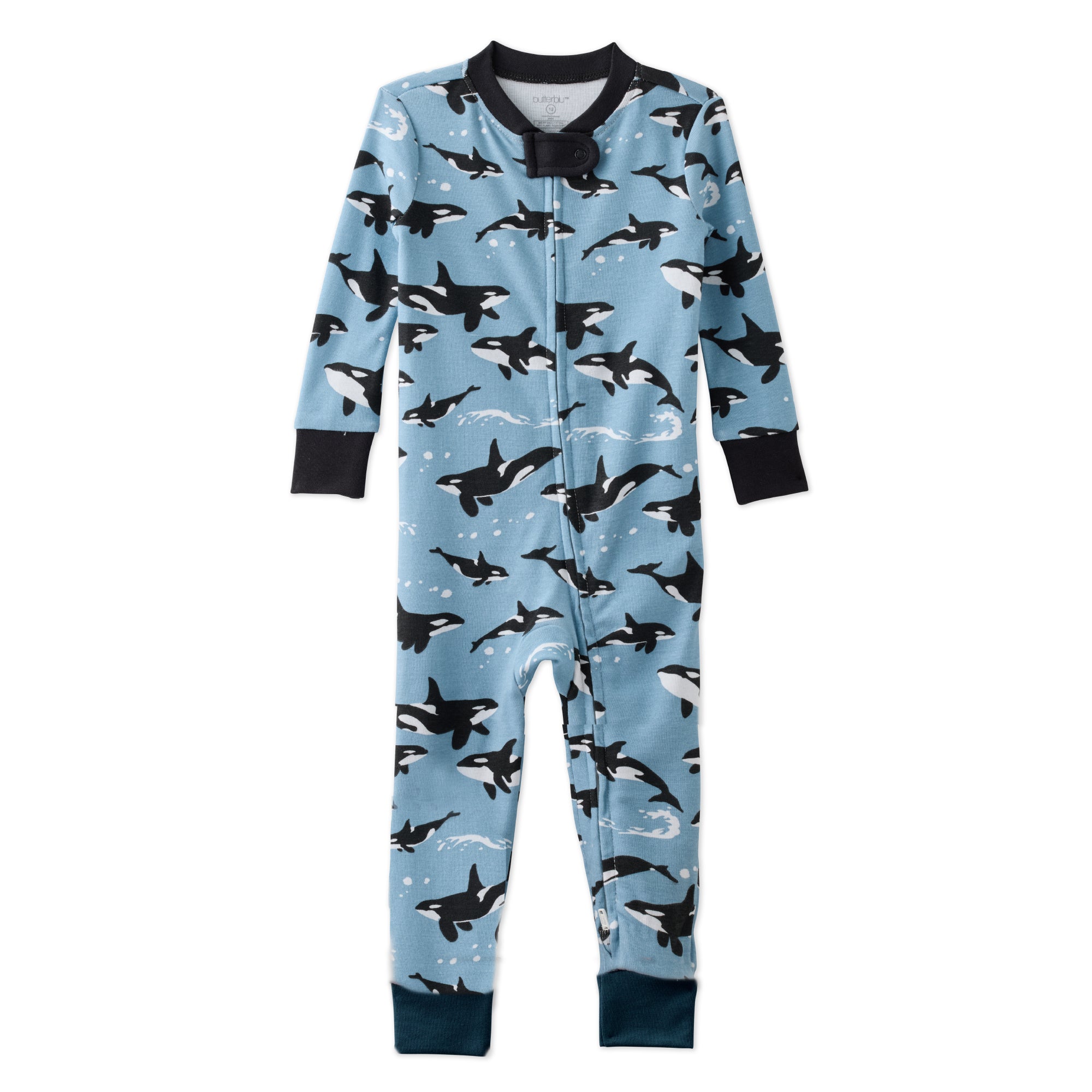SHAWN  footless onesie pajamas in Orkids on a white background

