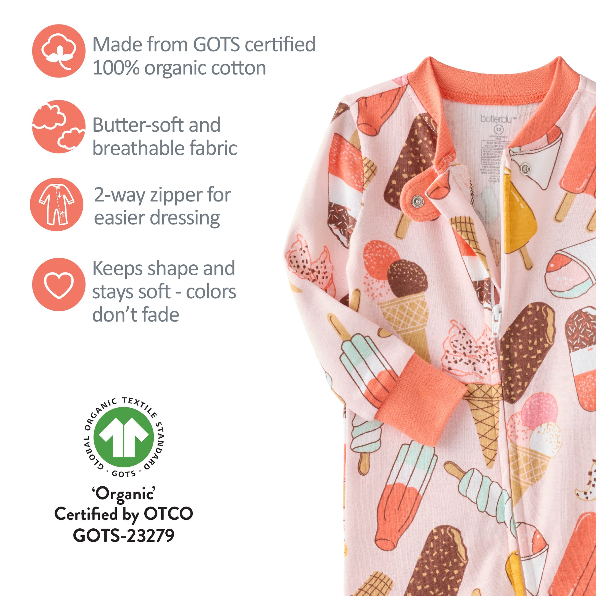 GOTS certification badges for the SHAWN pajamas

