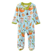 Baby onesie with cartoon print on a white background