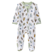 Baby onesie with insect pattern on a white background