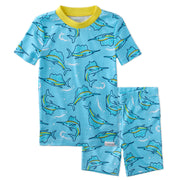 SHADE  two piece short pajama set in Big Catch on a white background