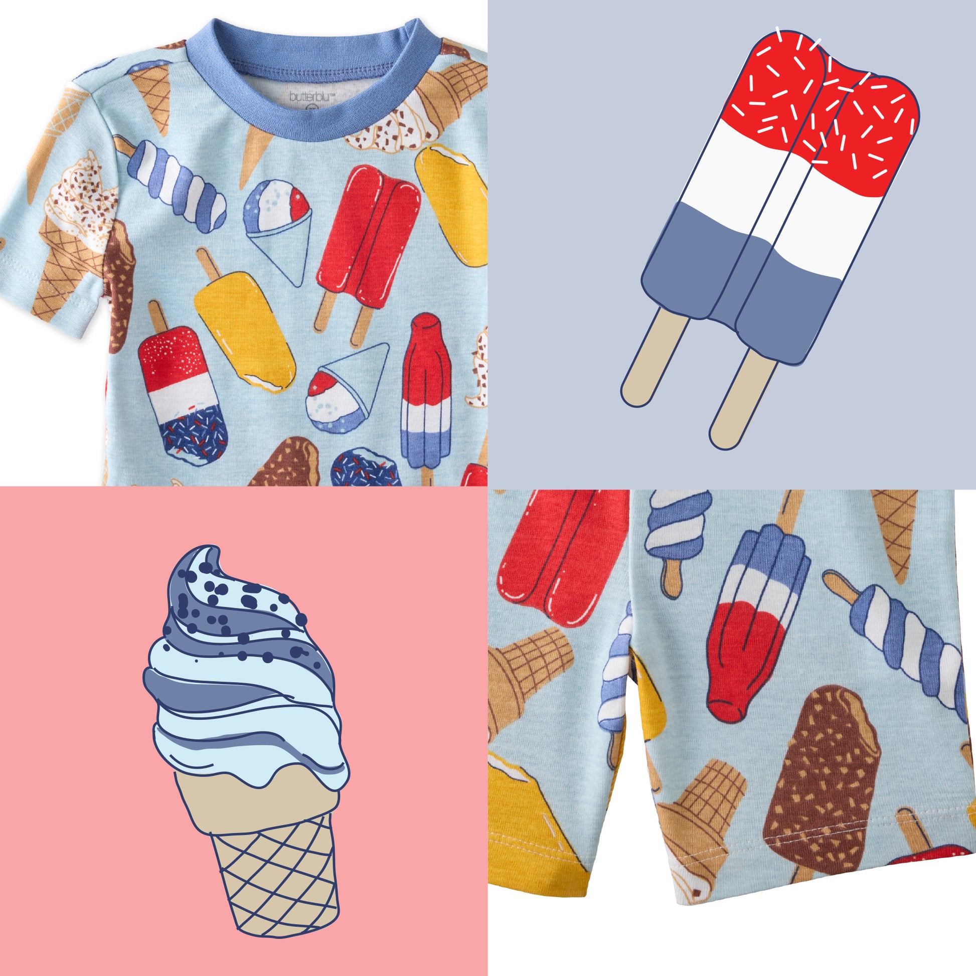 Chill Out top and bottom pattern collage
