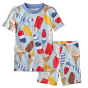 SHADE  two piece short pajama set in Chill Out on a white background
