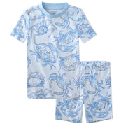 SHADE  two piece short pajama set in Happy Snappy on a white background
