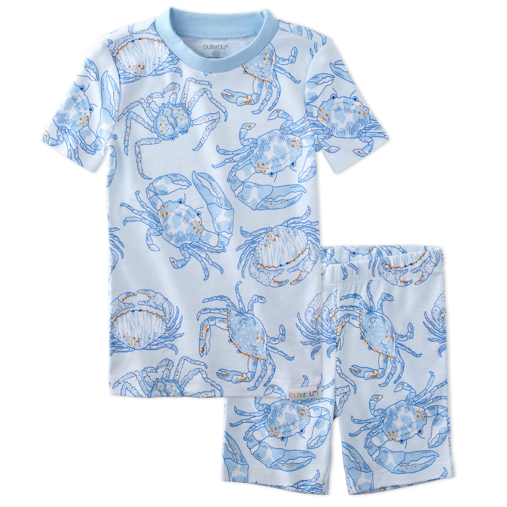 SHADE  two piece short pajama set in Happy Snappy on a white background
