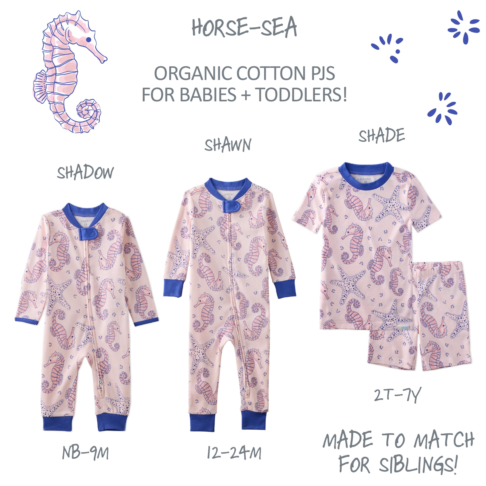 Made to Match pajama set in Horse-Sea on a white wallpaper