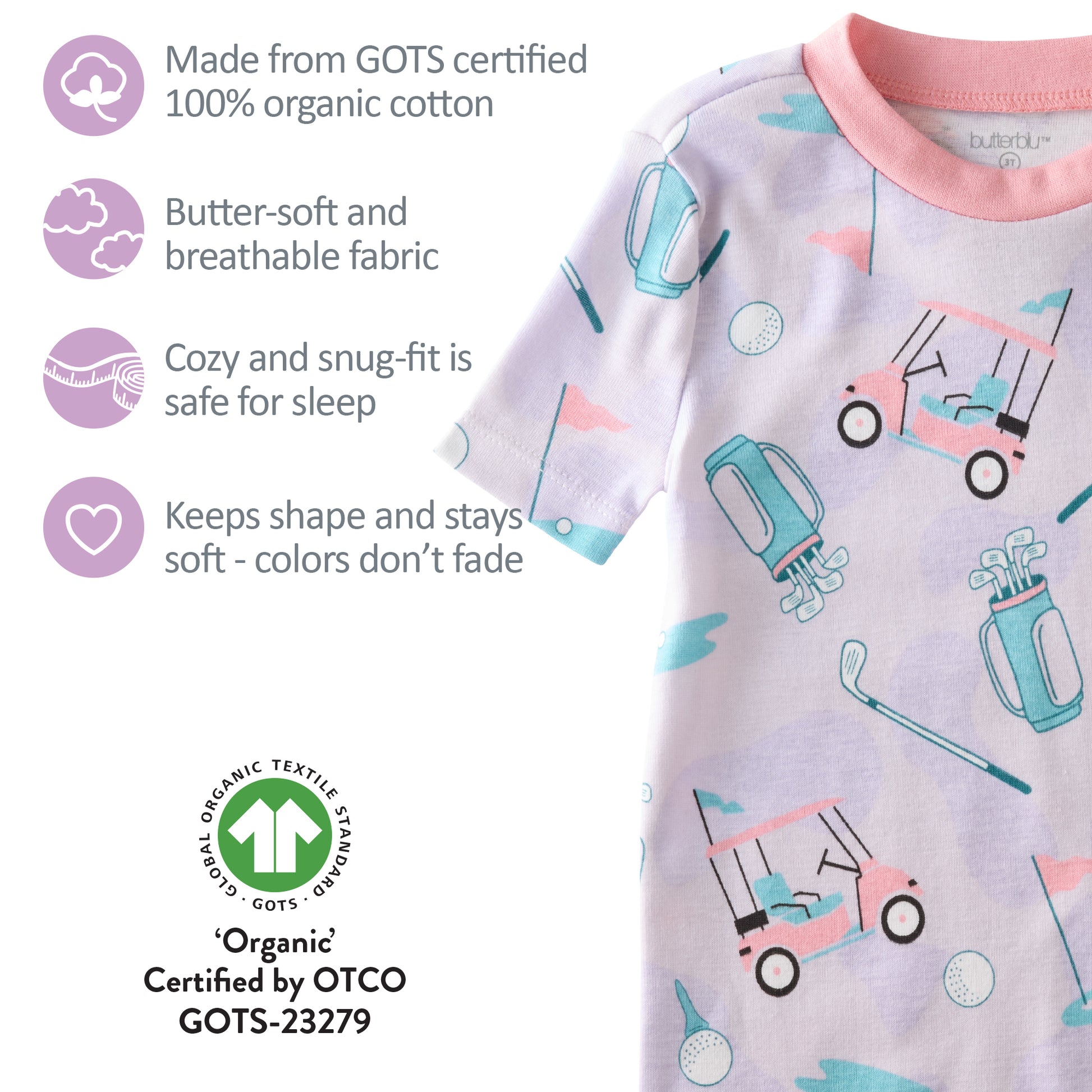 GOTS certification badges for the SHADE pajamas
