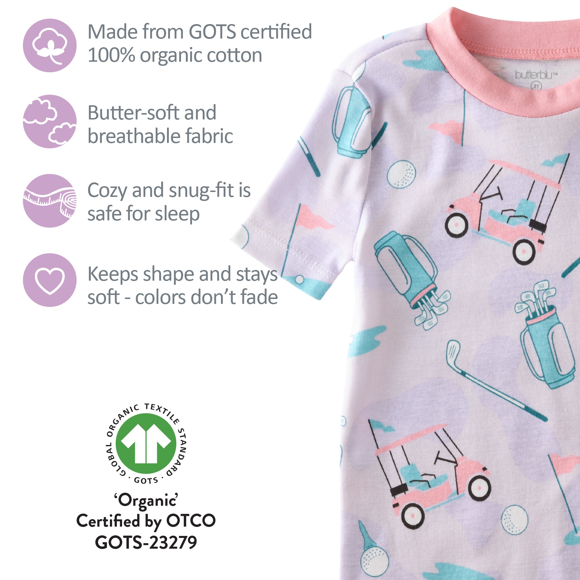 GOTS certification badges for the SHADE pajamas
