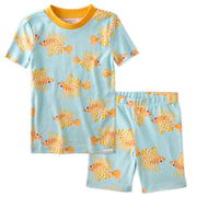 SHADE  two piece short pajama set in Lion of the Sea on a white background
