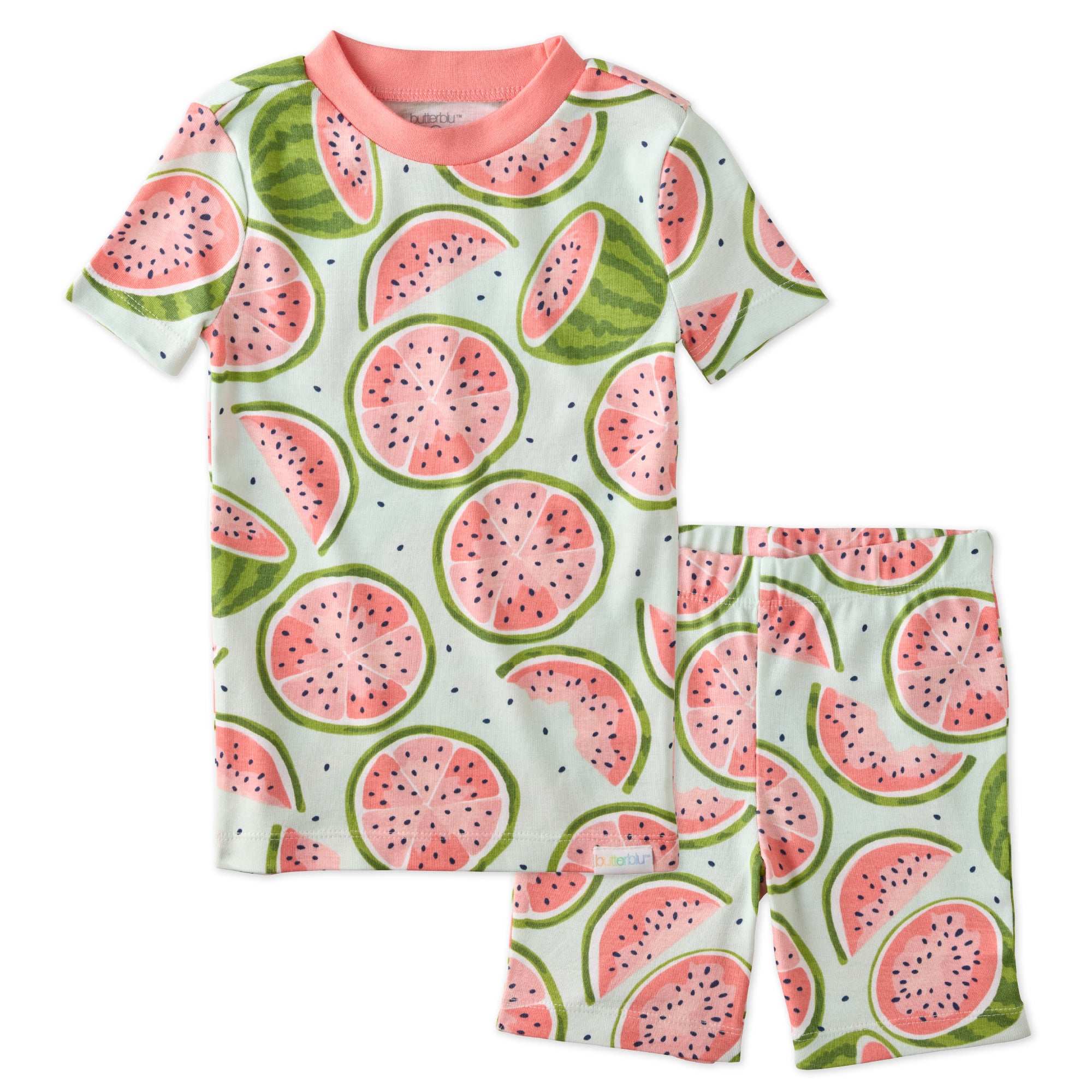 SHADE  two piece short pajama set in One in a Melon on a white background