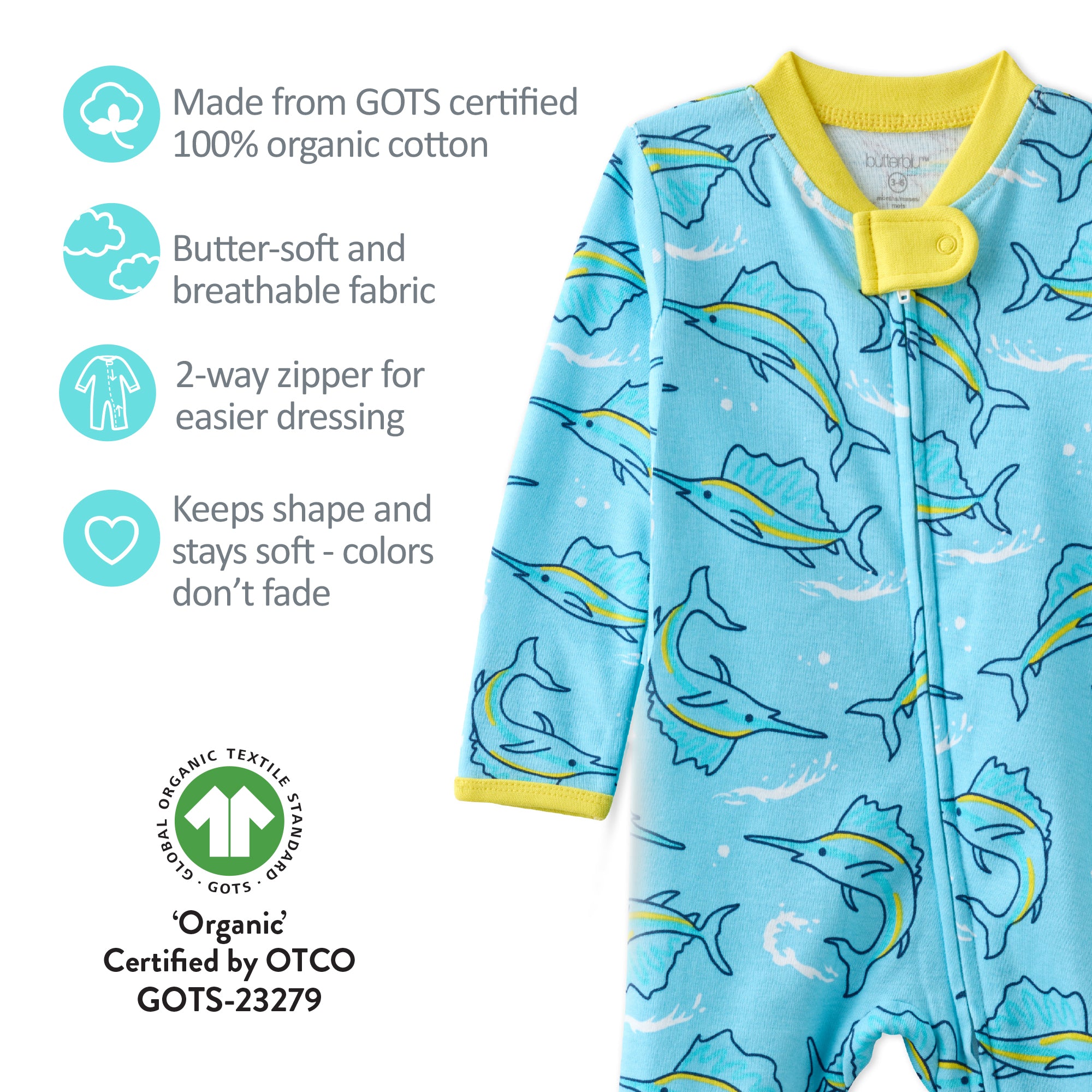 GOTS certification badges for the SHADOW pajamas
