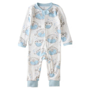 SHADOW onesie pajamas in blowing bubbles on a white background
