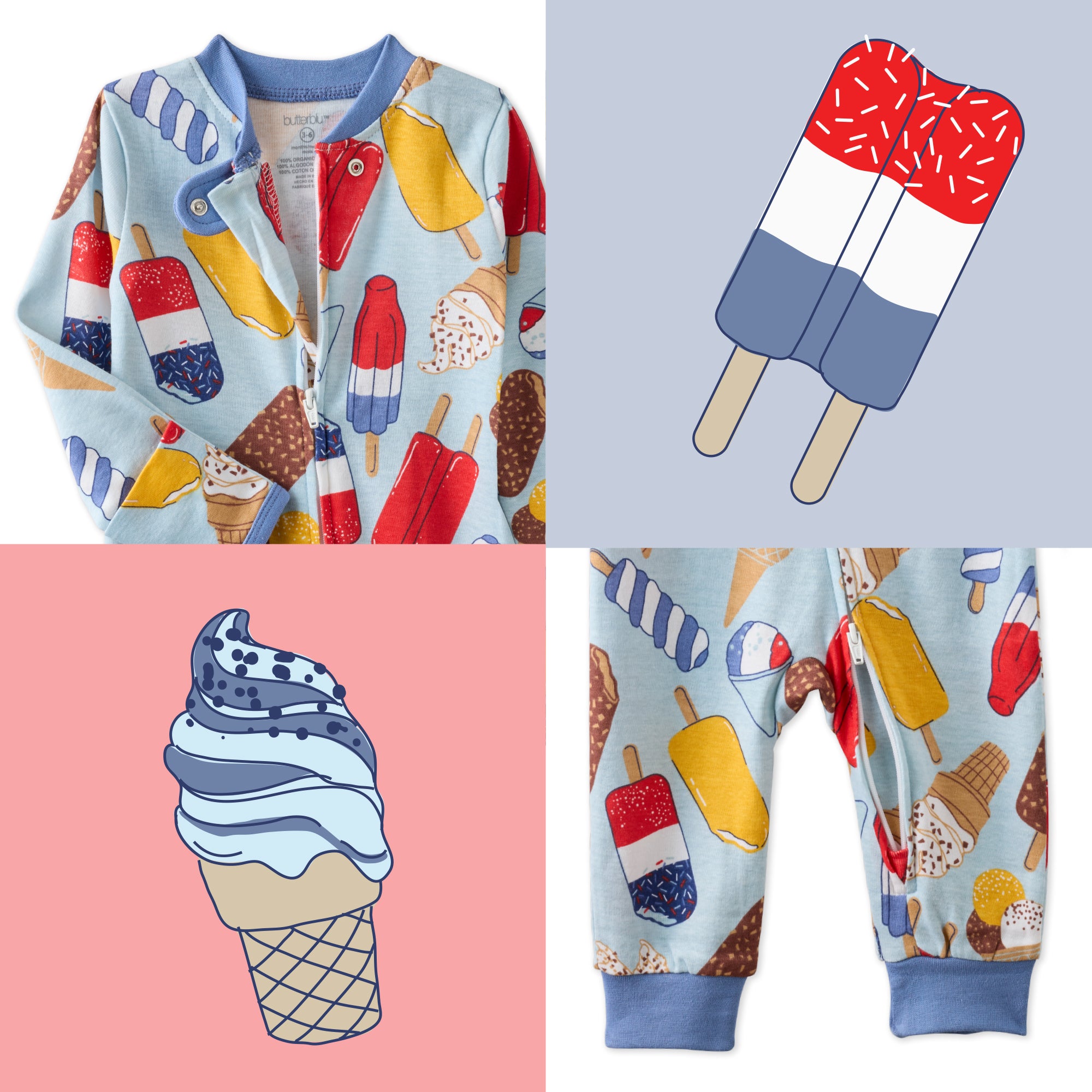 Chill Out top and bottom pattern collage
