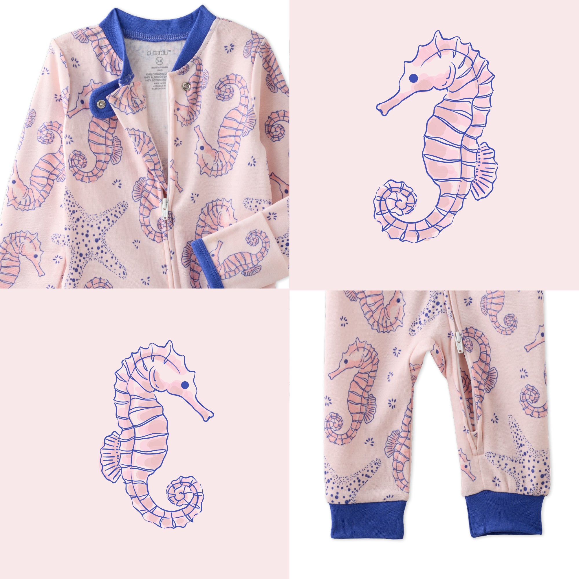 Horse-Sea top and bottom pattern collage
