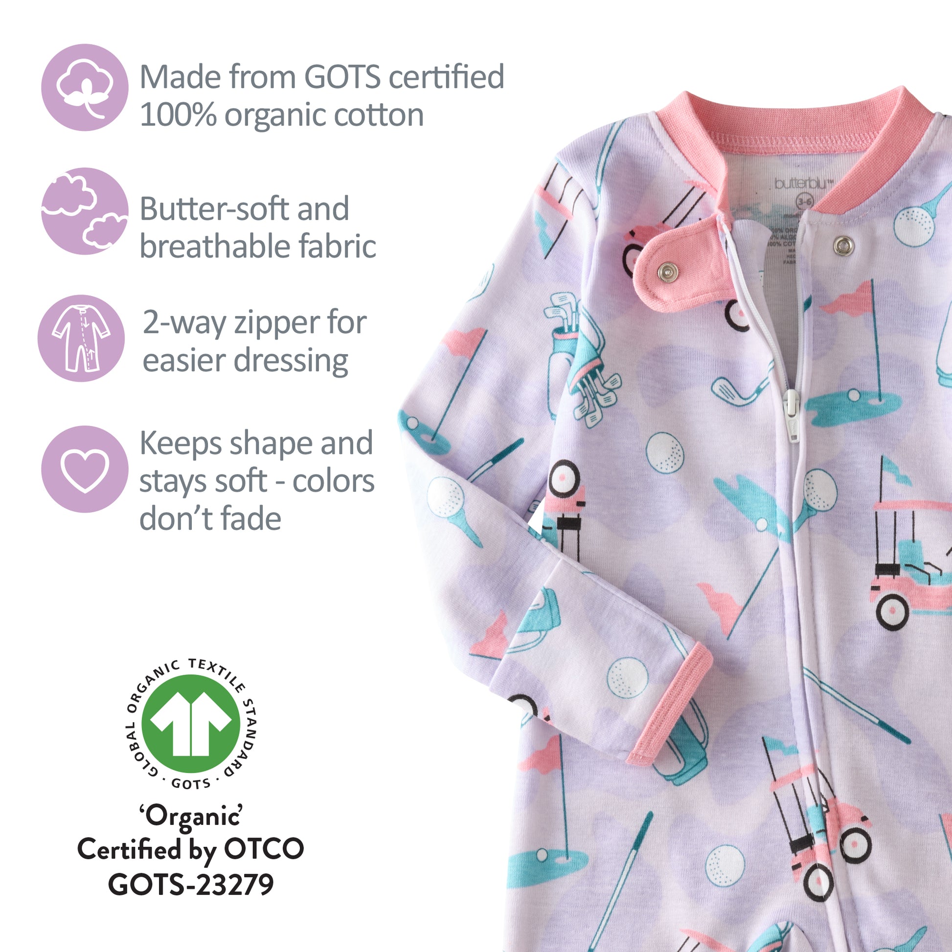 GOTS certification badges for the SHADOW pajamas