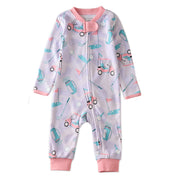 SHADOW onesie pajamas in Little Golfer Pink on a white background
