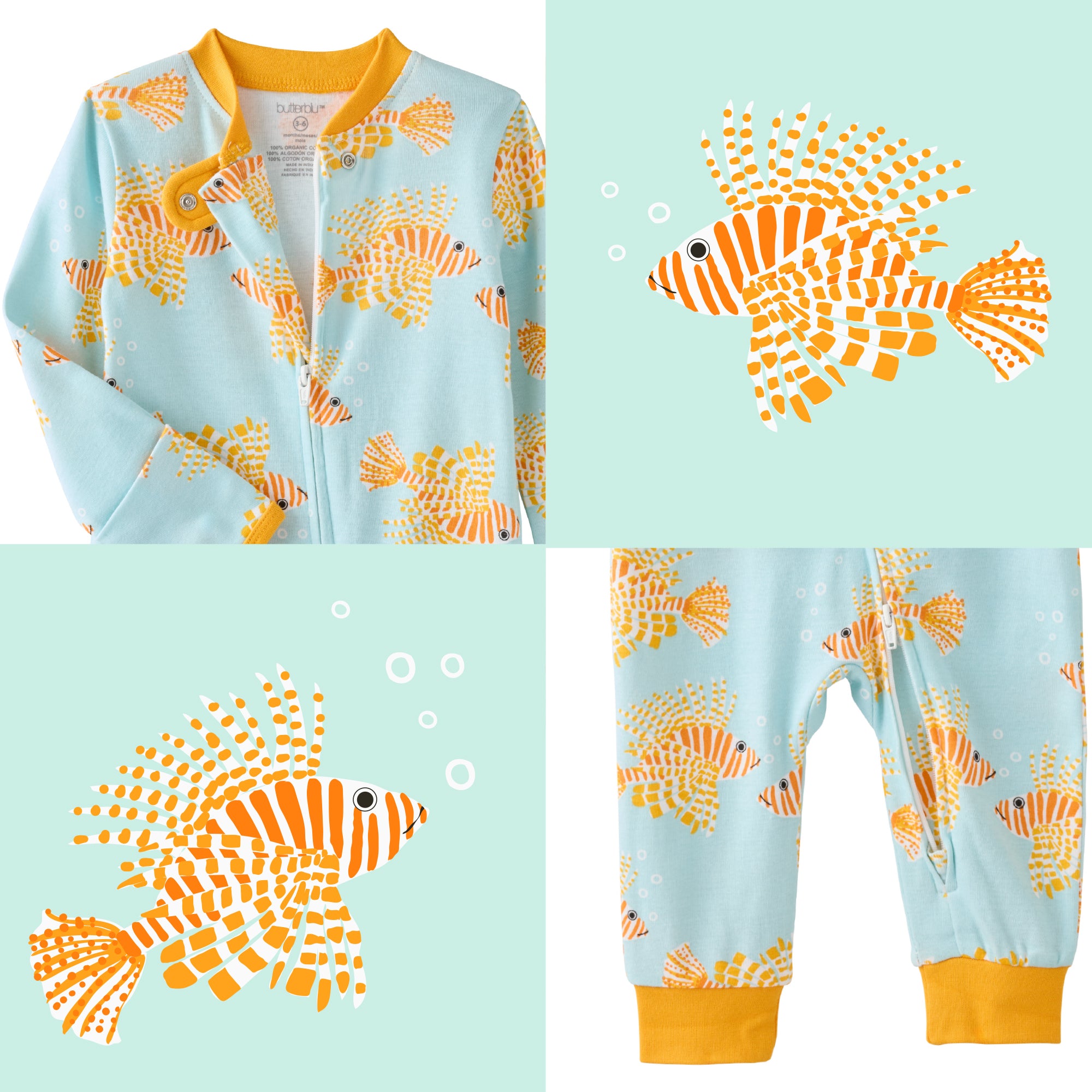 Lion of the Sea top and bottom pattern collage
