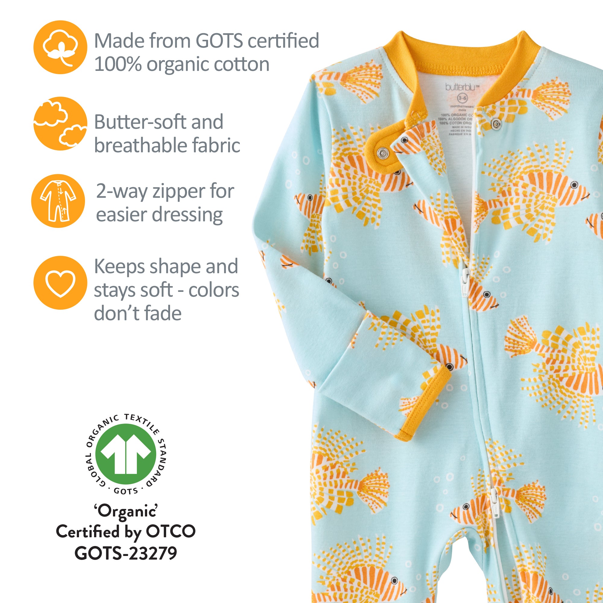 GOTS certification badges for the SHADOW pajamas
