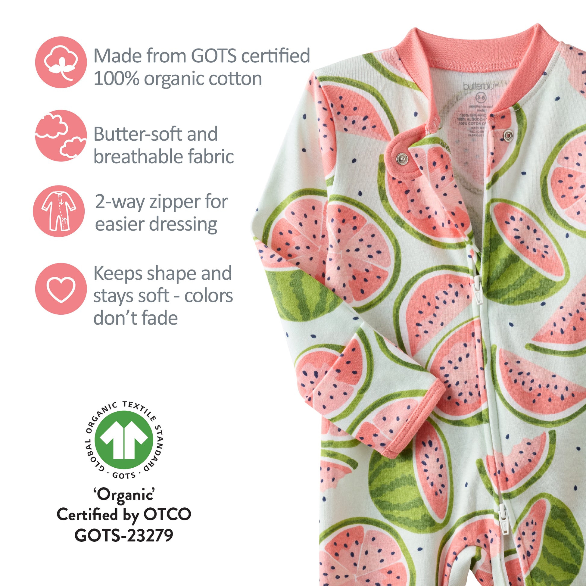 GOTS certification badges for the SHADOW pajamas