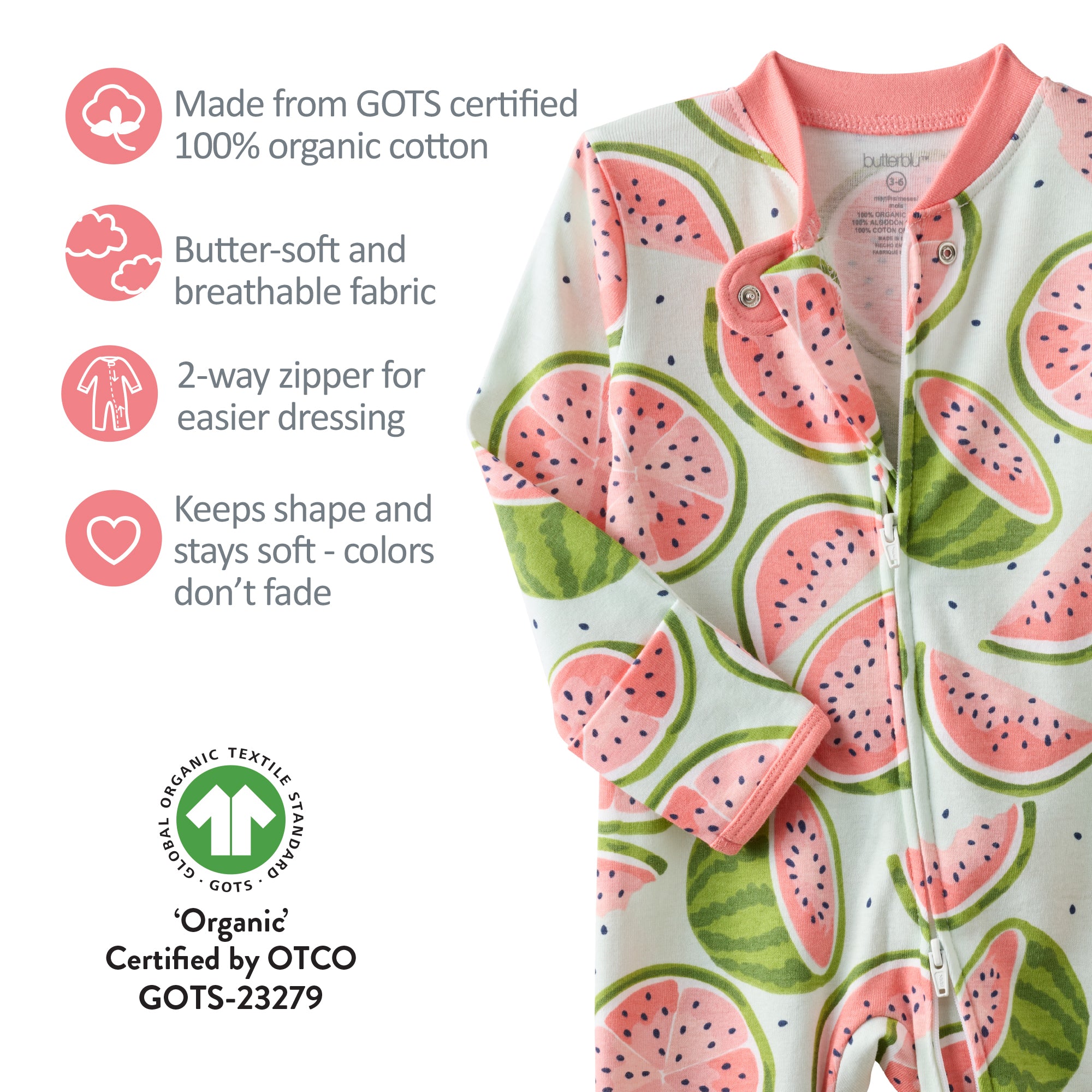GOTS certification badges for the SHADOW pajamas