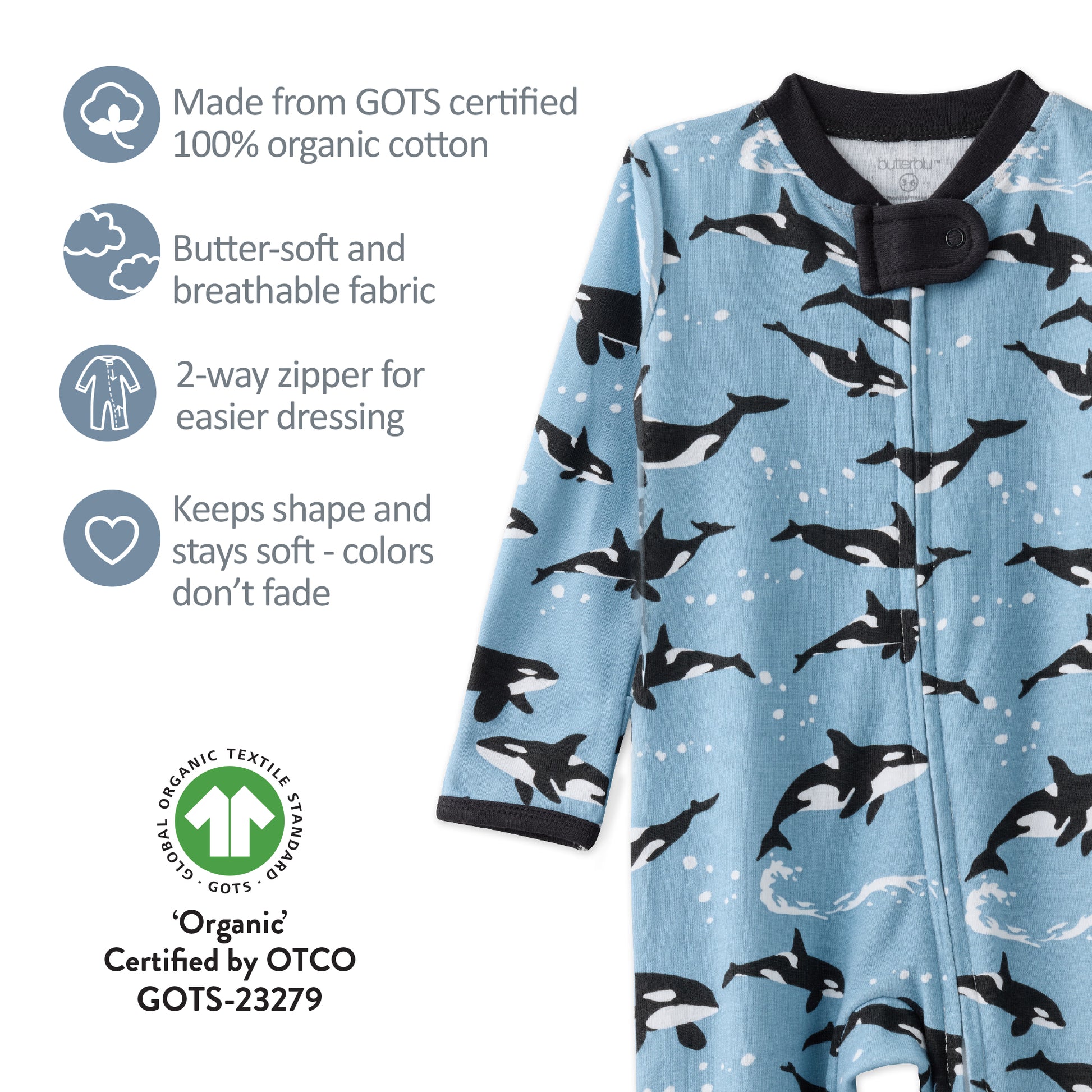 SHADOW onesie pajamas in print on a white background
