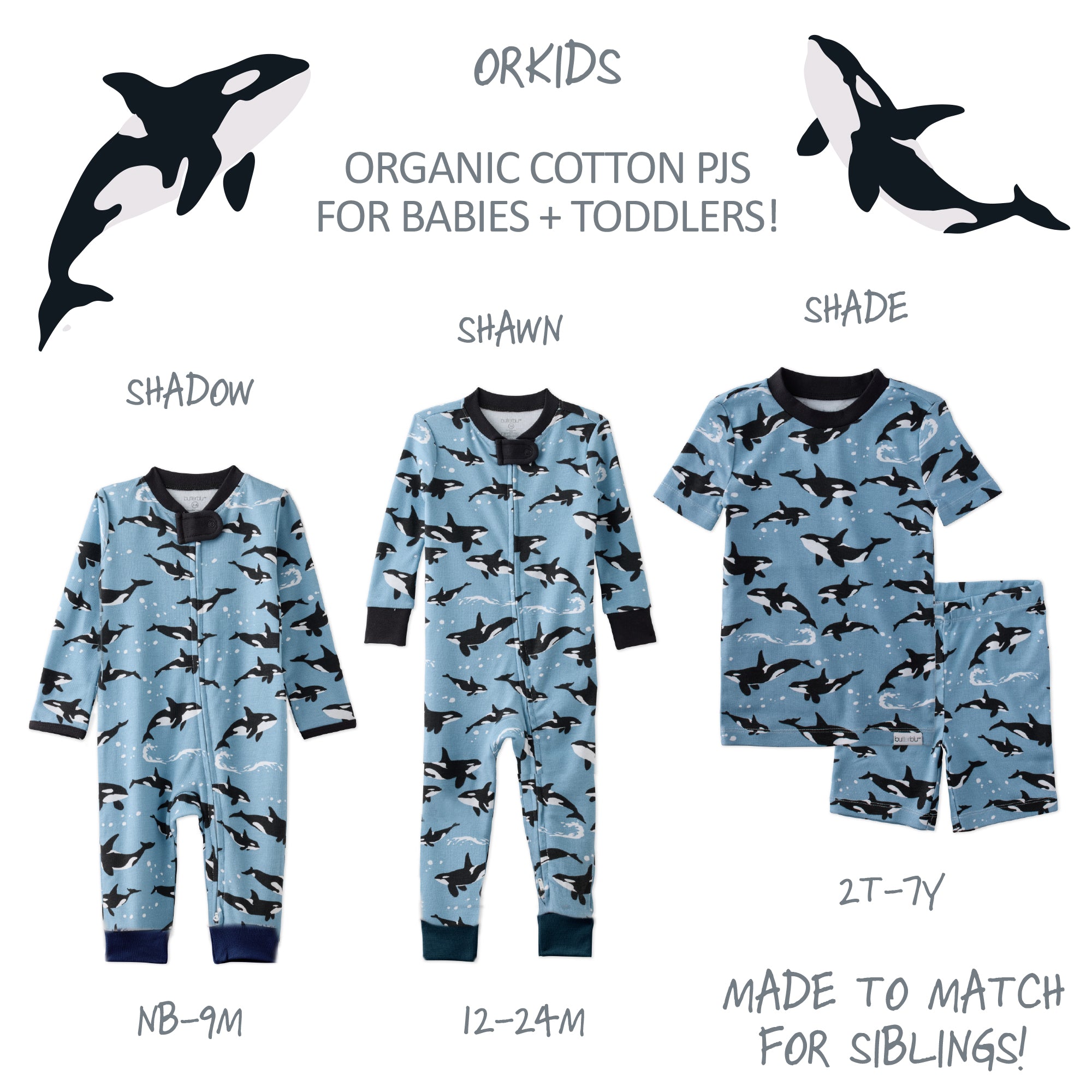 Made to Match pajama set in Orkids on a white wallpaper
