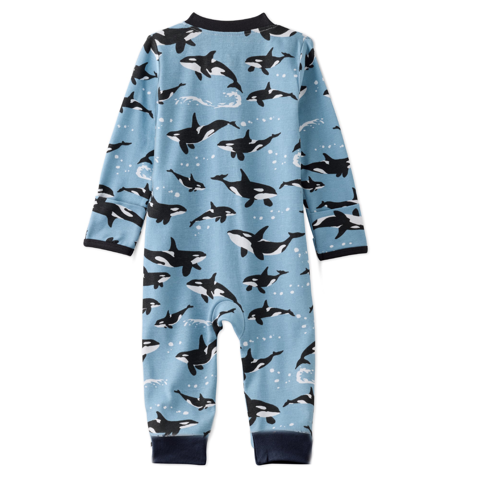 SHADOW onesie pajamas in Orkids on a white background
