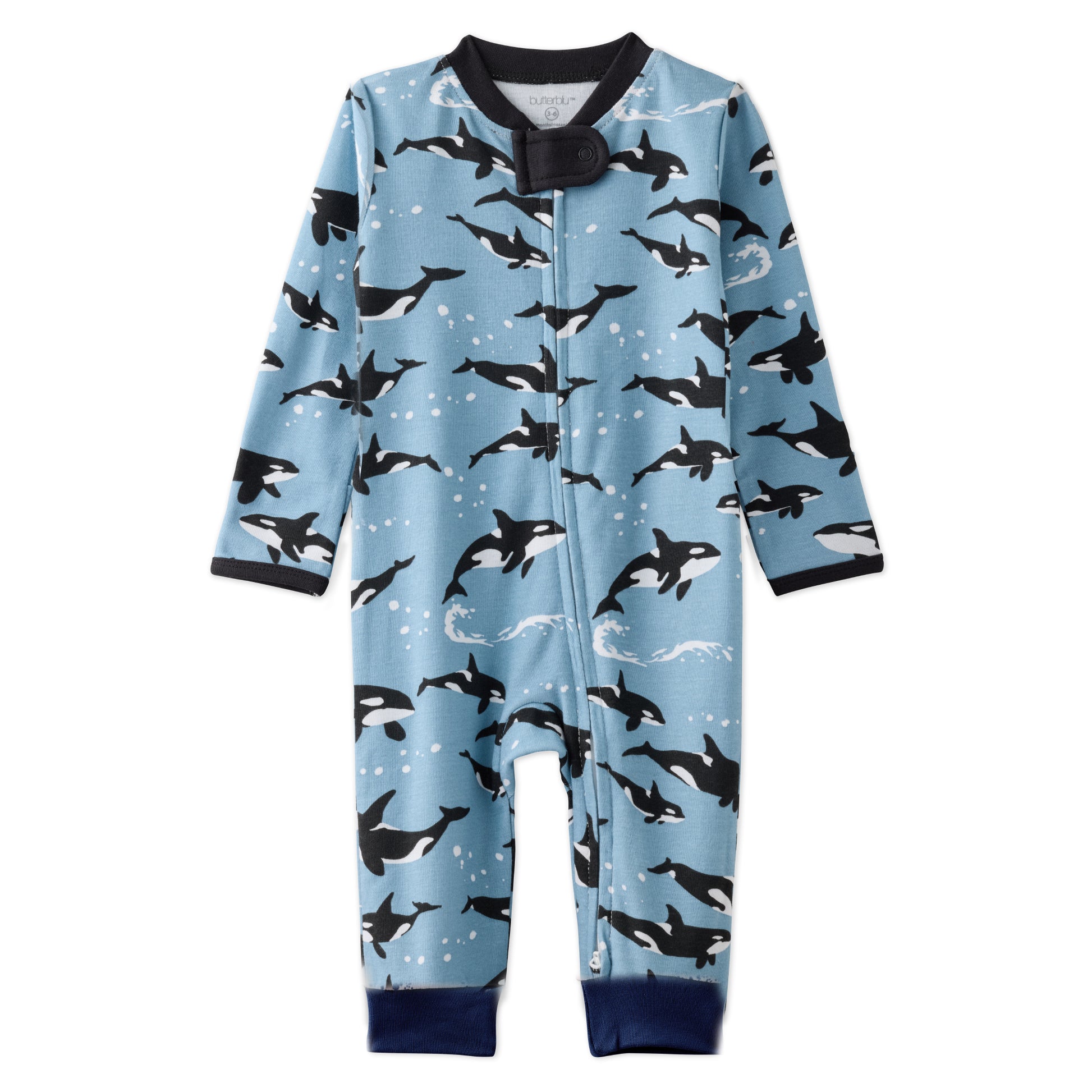 SHADOW onesie pajamas in Orkids on a white background
