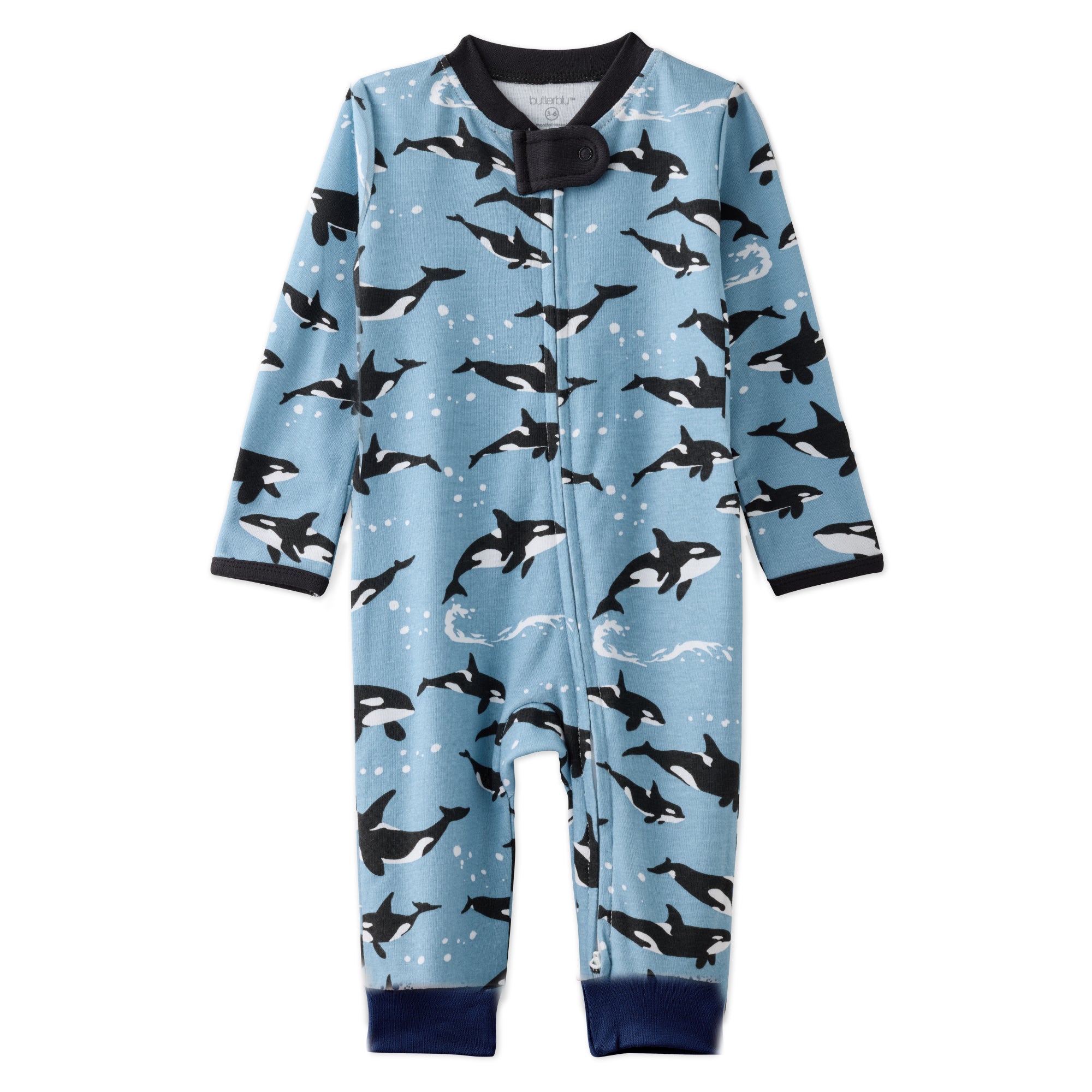SHADOW onesie pajamas in Orkids on a white background
