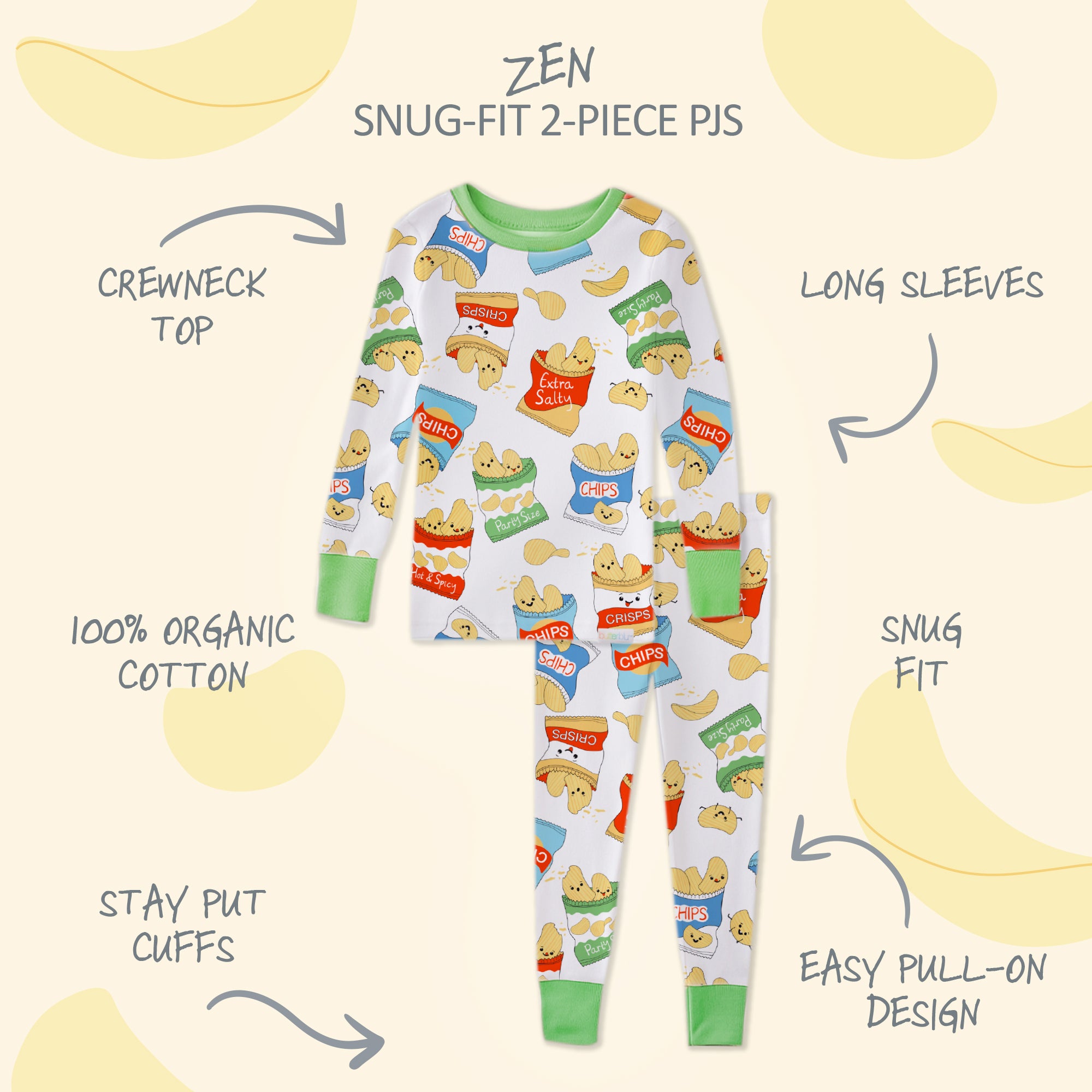 Children's pajama set with cartoon design on a white background