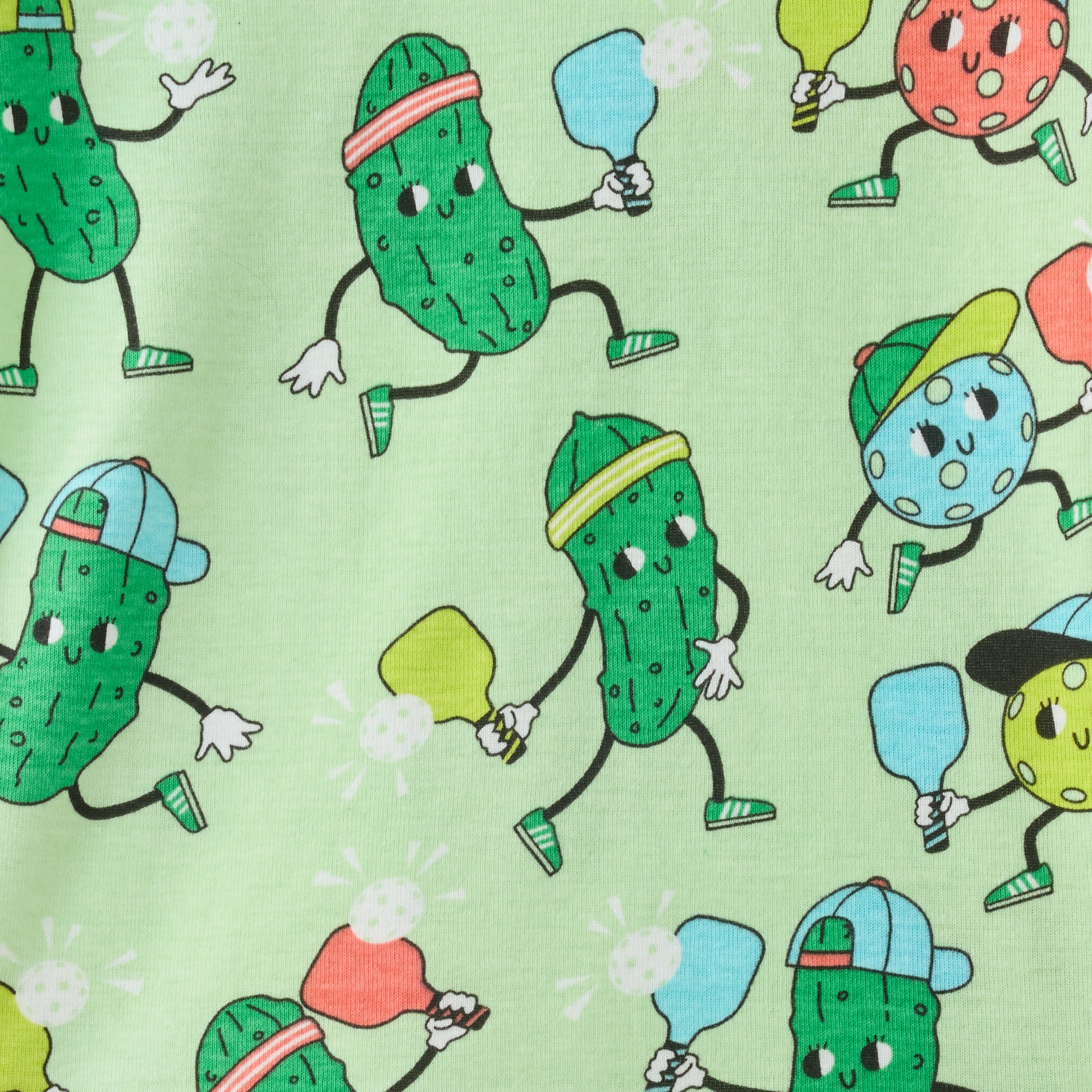 Pickles and balls playing Pickleball pattern 
