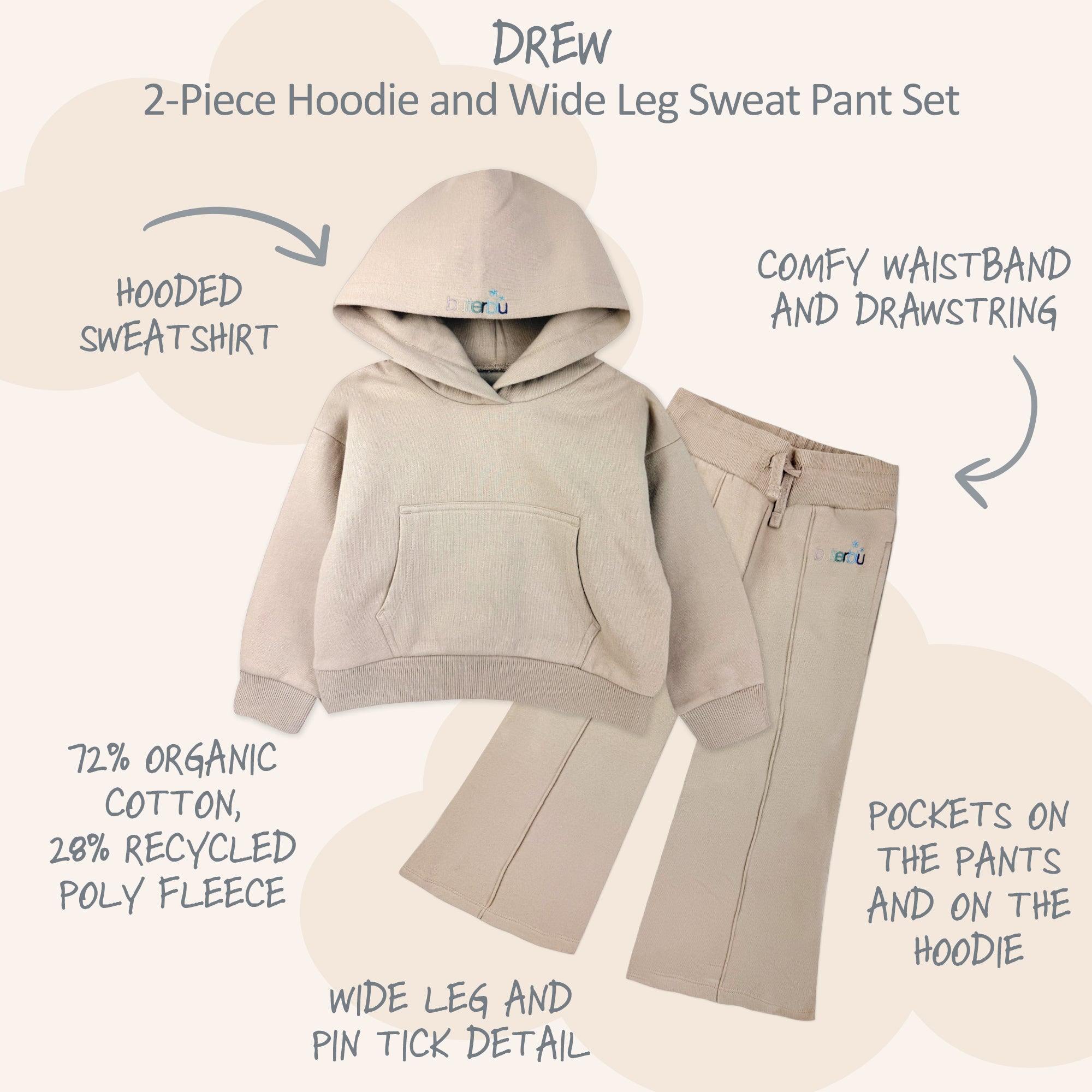 DREW Hoodie and Wide Leg Pant Set