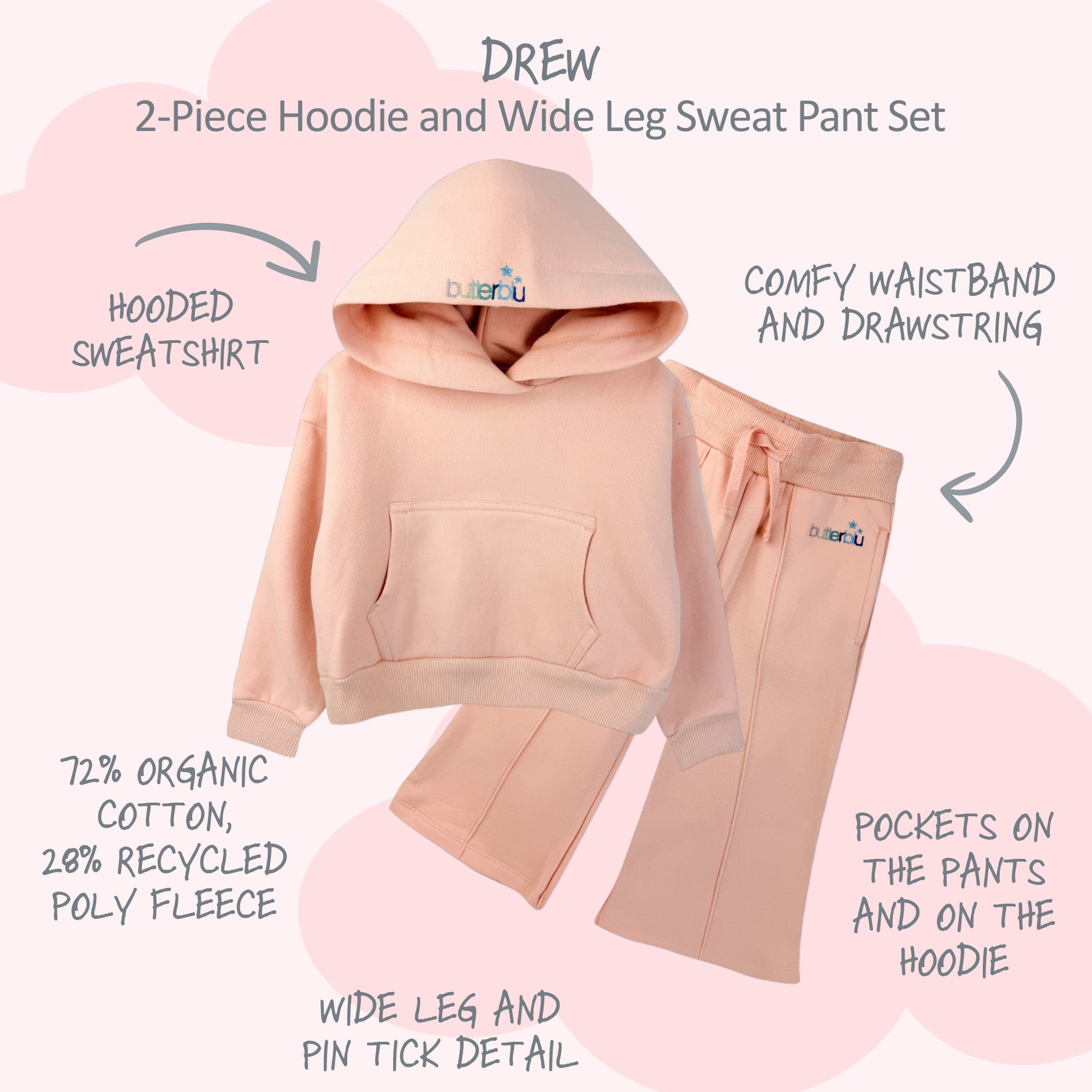 DREW Hoodie and Wide Leg Pant Set