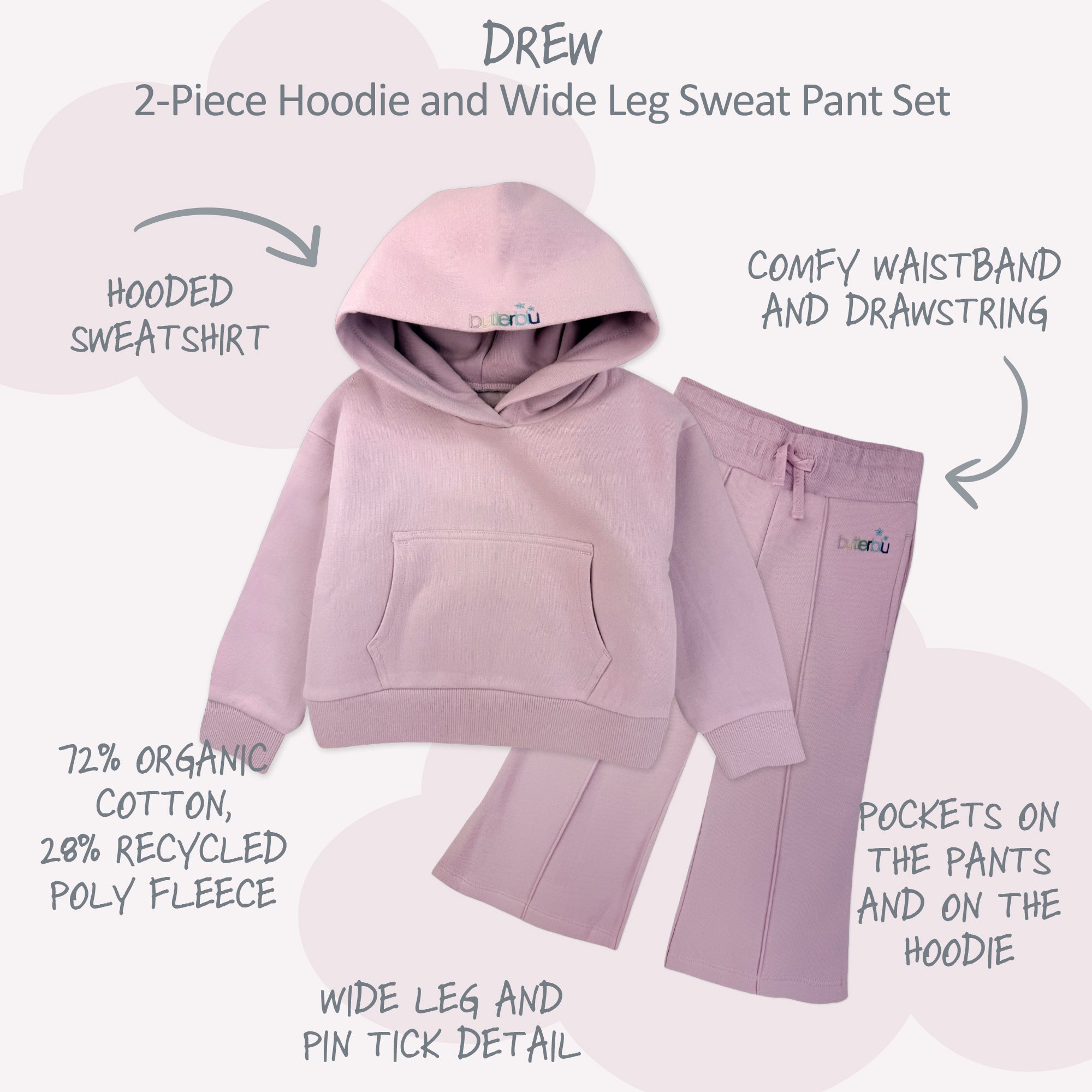 DREW Hoodie and Wide Leg Pant Set