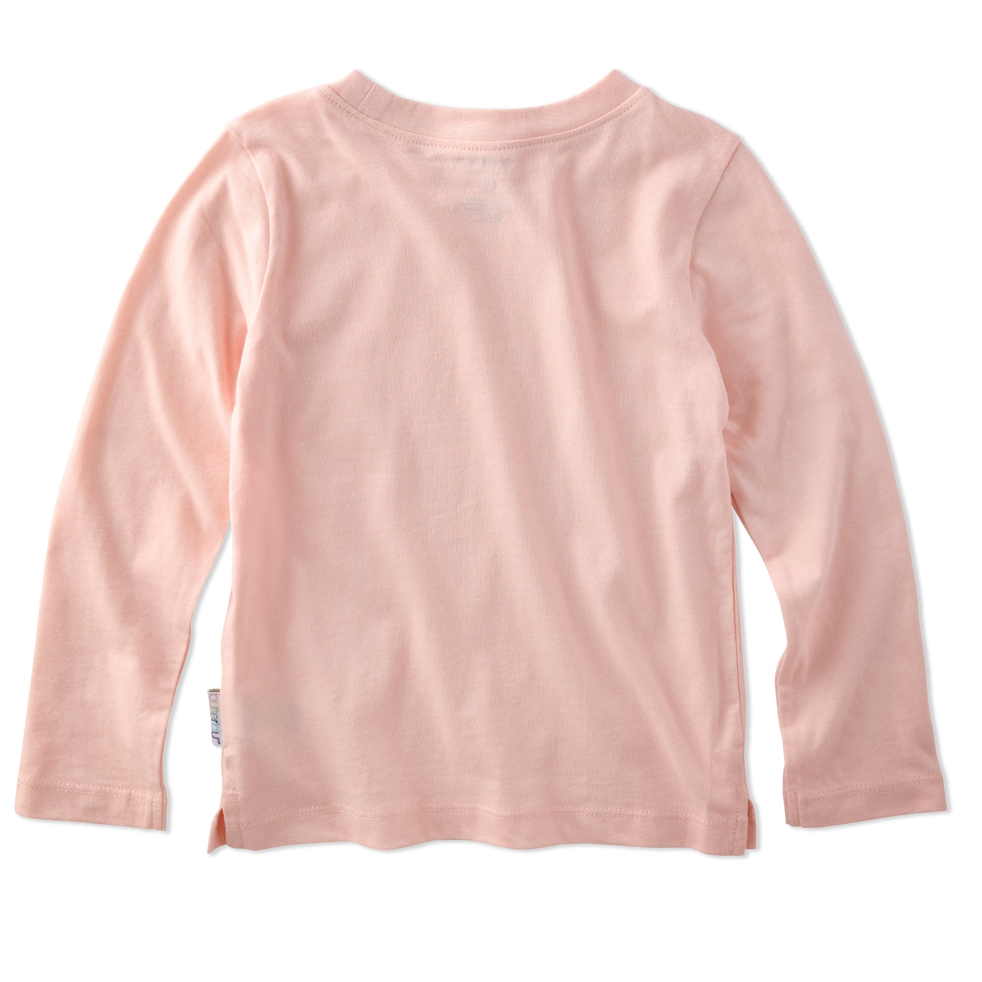 Backside of pink long sleeve Tshirt on a white background