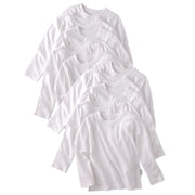 10 white long sleeve tee-shirts on a white background