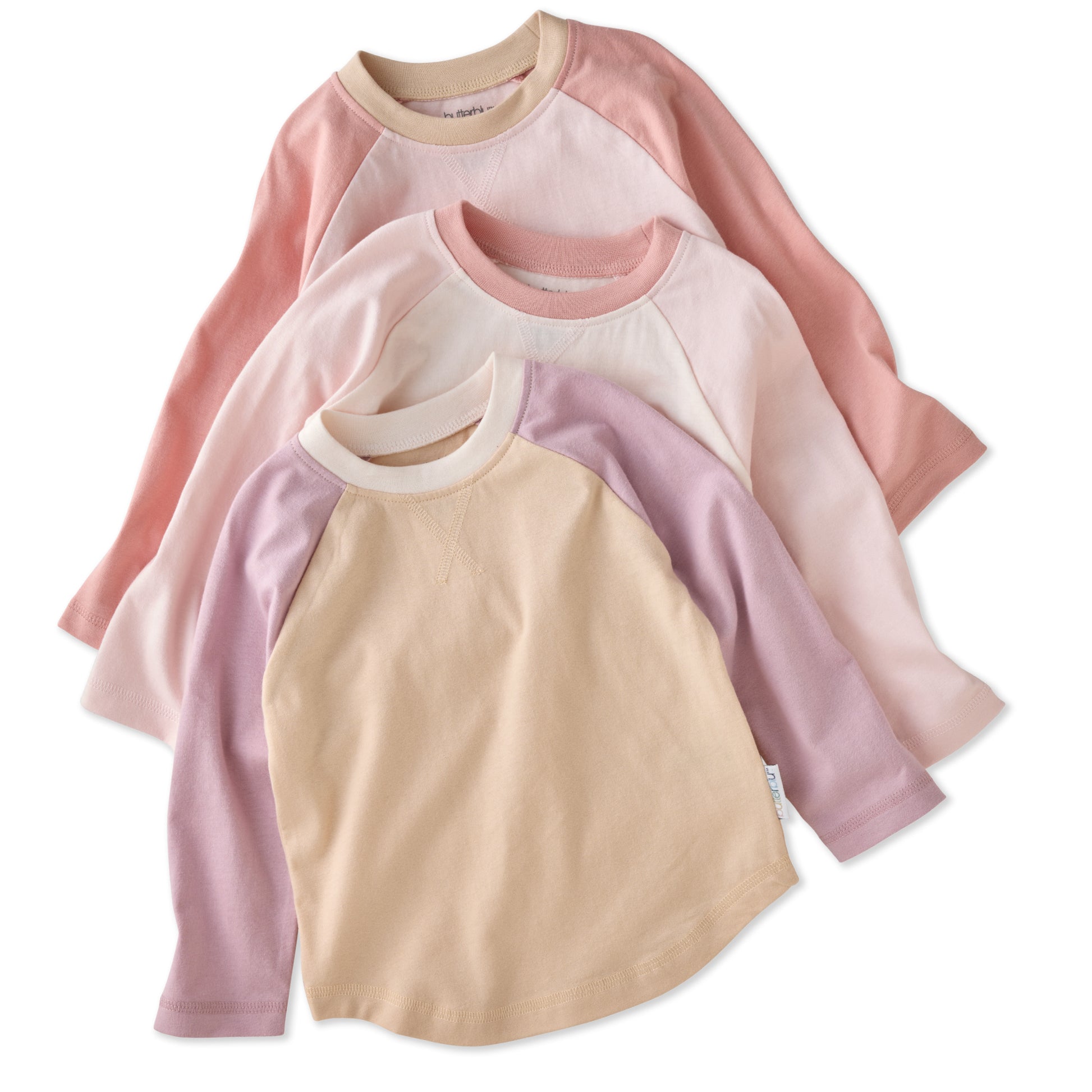 Rookie Baseball Tee 3 pack layout in Sorbet on a white background
