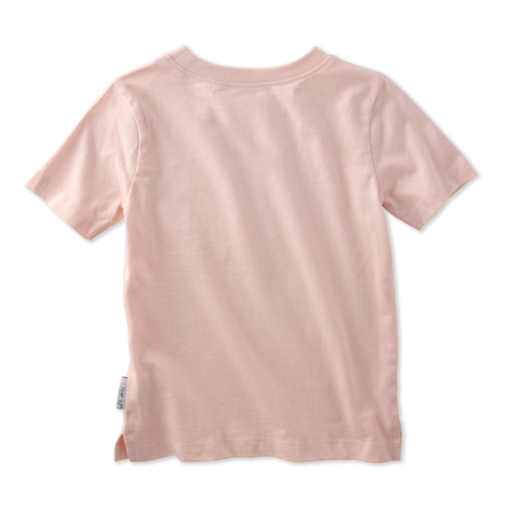 Butterblu Taylor toddler short sleeve t-shirts in Pink Sunrise — GOTS-certified organic cotton toddler tees