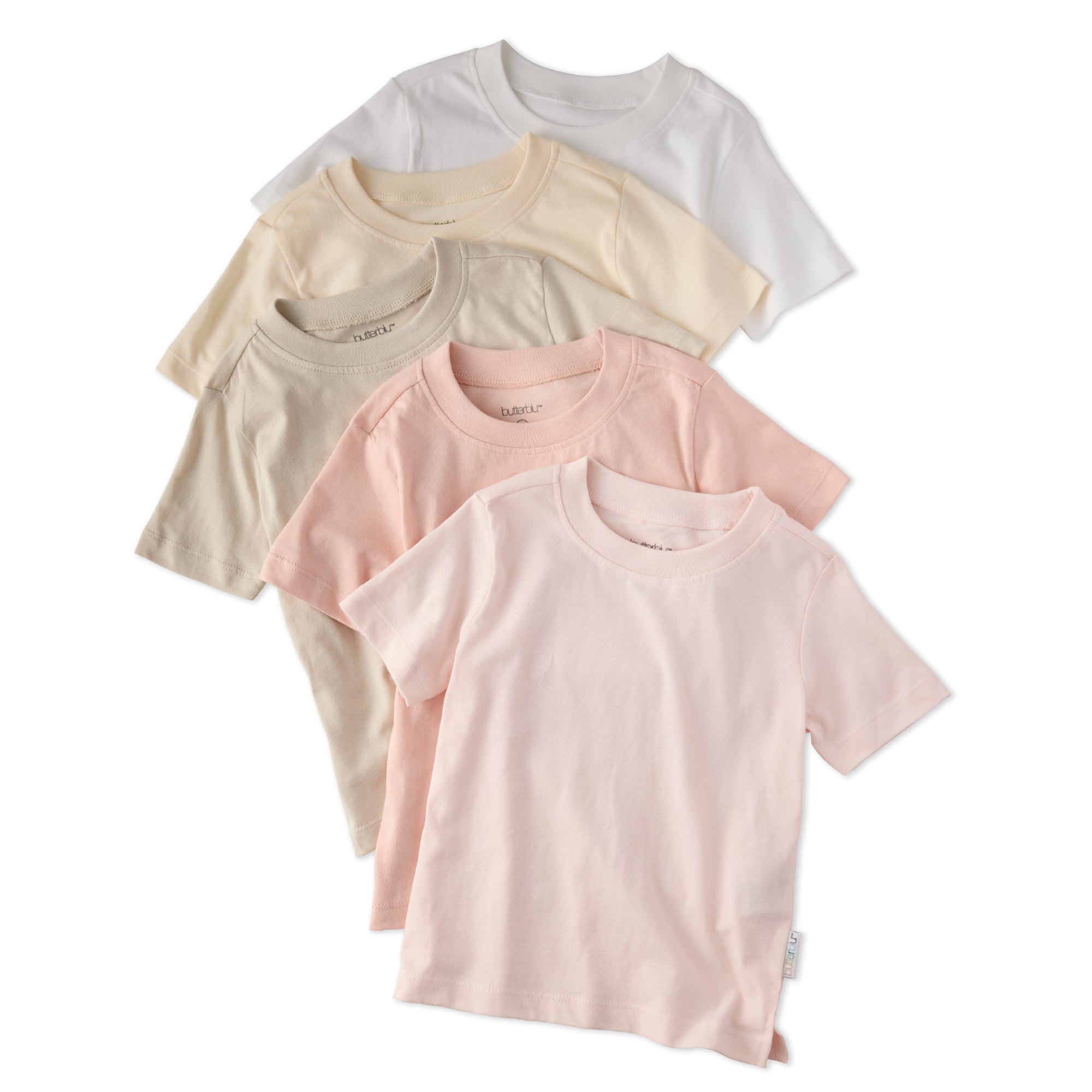 Butterblu Taylor toddler short sleeve t-shirts in Pink Sunrise — GOTS-certified organic cotton toddler tees