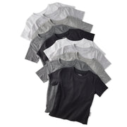 Set of black and gray t-shirts on a white background