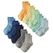 Layout of Zuri Sock 5 pack in Sunny Blue Rainbow on a white background